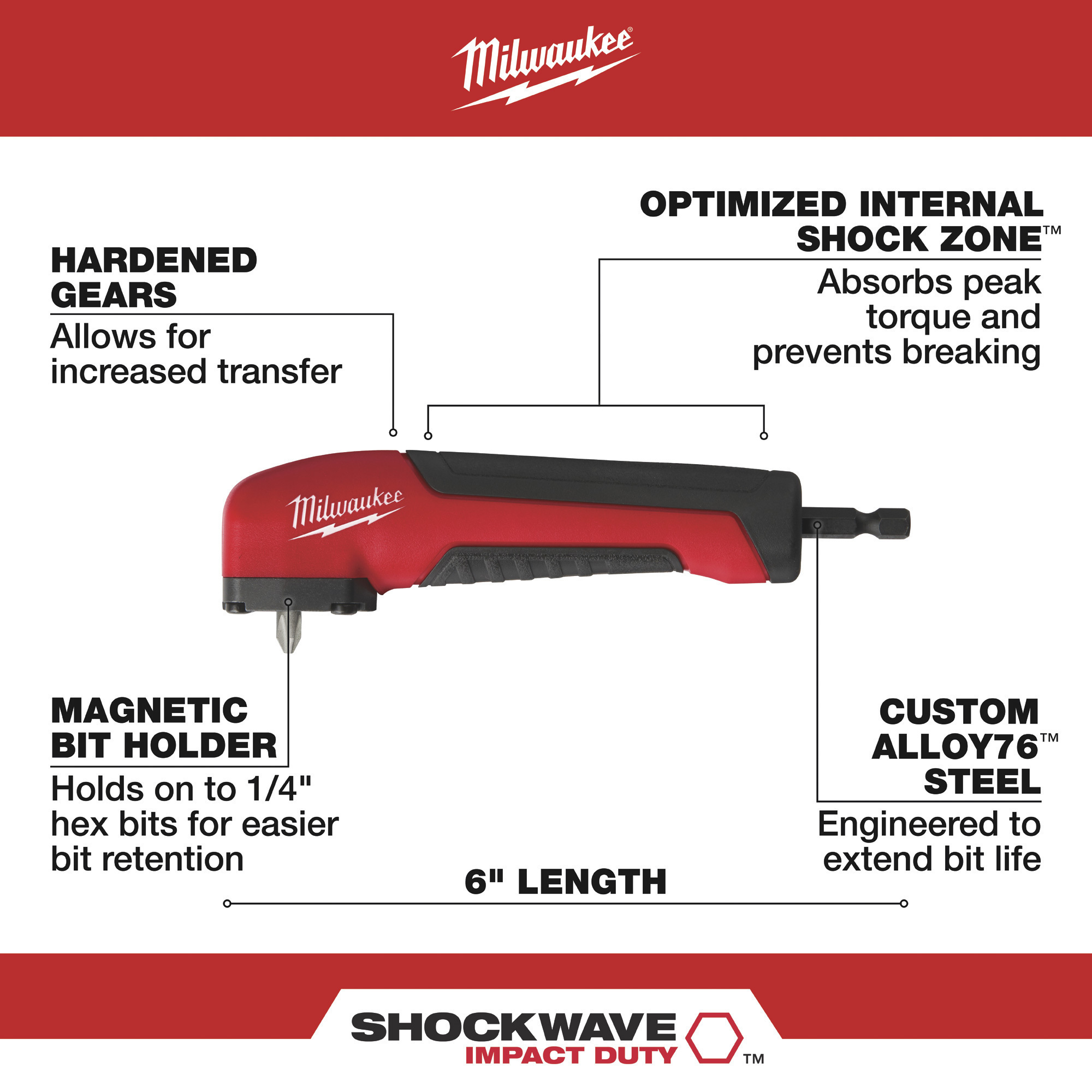 Milwaukee Shockwave Right Angle Adapter, Model 48322390 Northern Tool