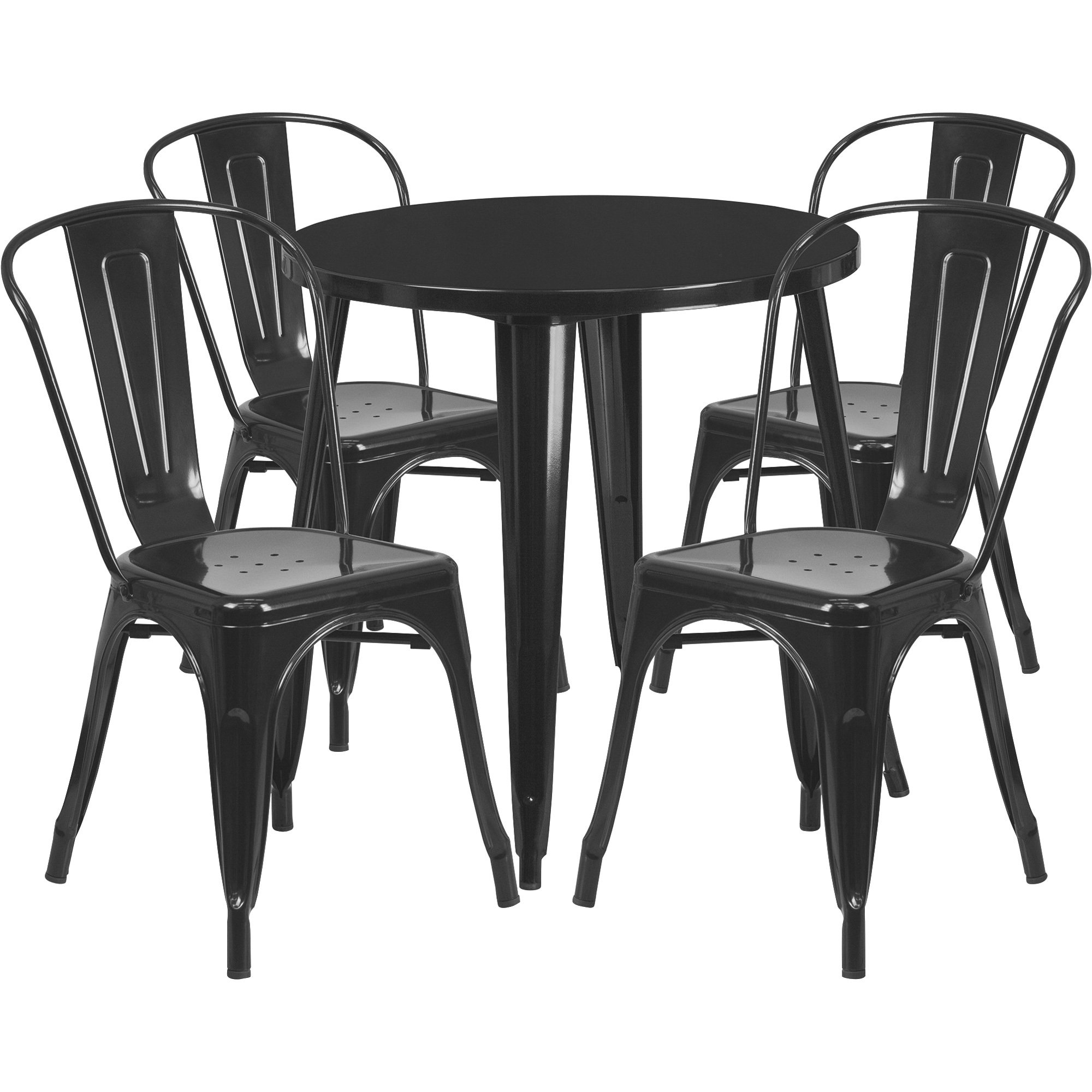 Flash Furniture 5-Pc. Black Metal Dining Set — 30in. Round x 29 1