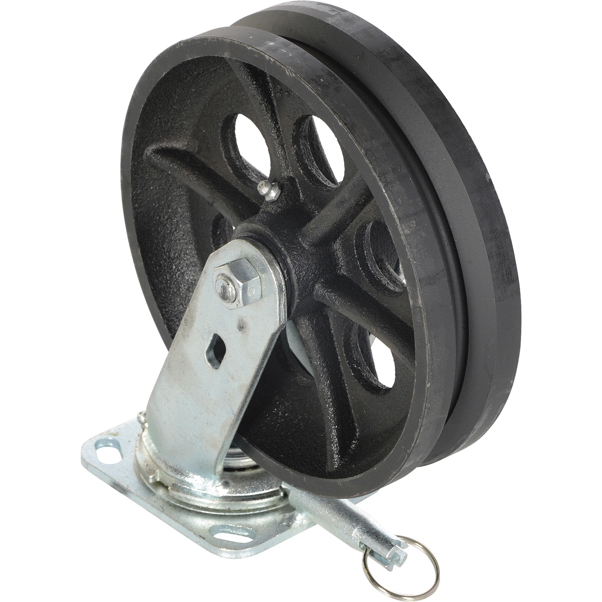 Vestil Cast Iron Swivel V-Groove Caster Set for Steel Gantry Cranes - 8in. x 2in., 2000-Lb. Capacity, Model# AHS-2/4-V