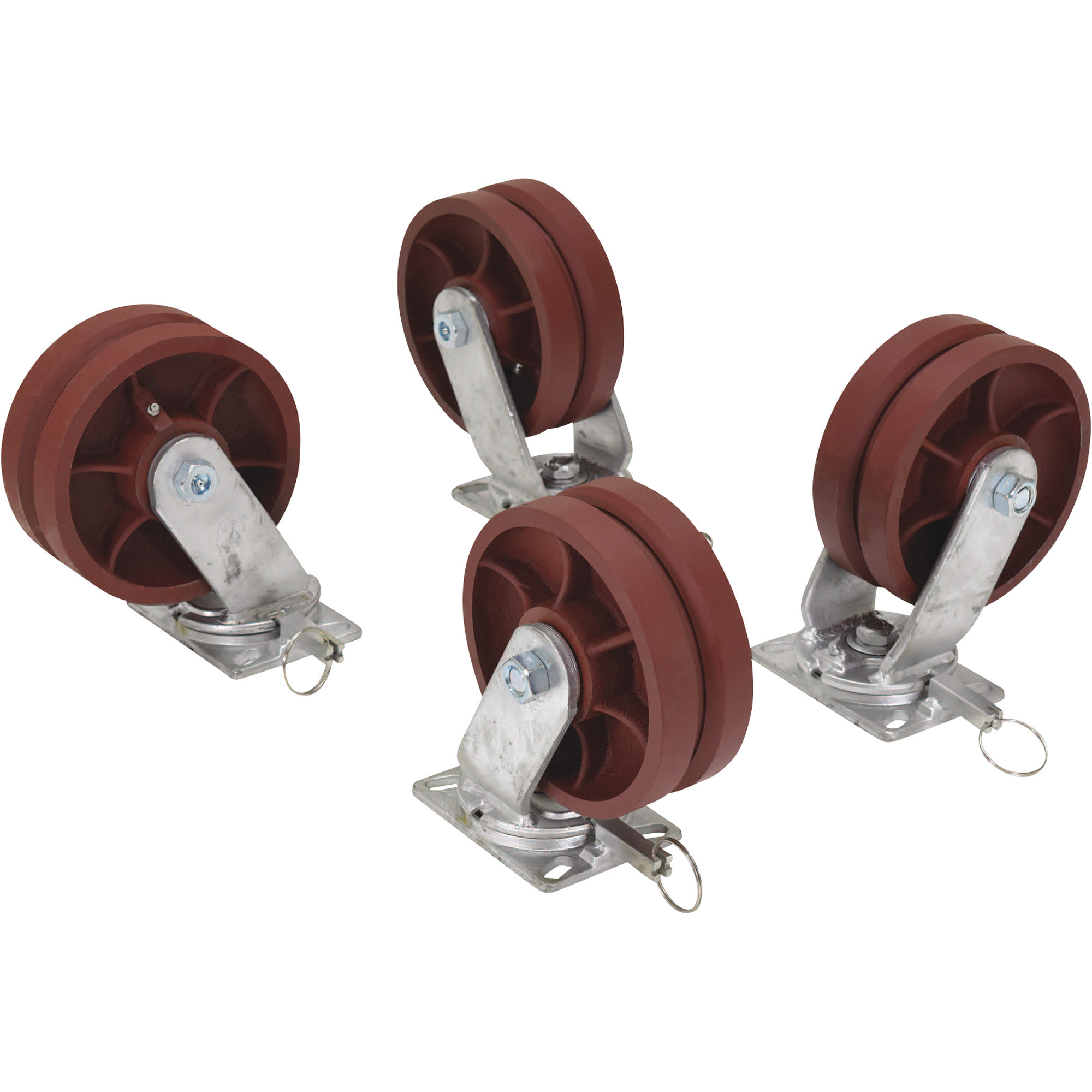 Vestil Steel Gantry Crane Total-Locking V-Groove Caster Set - 8in. x 3in., Ductile Iron, Model# AHS-6/8-V