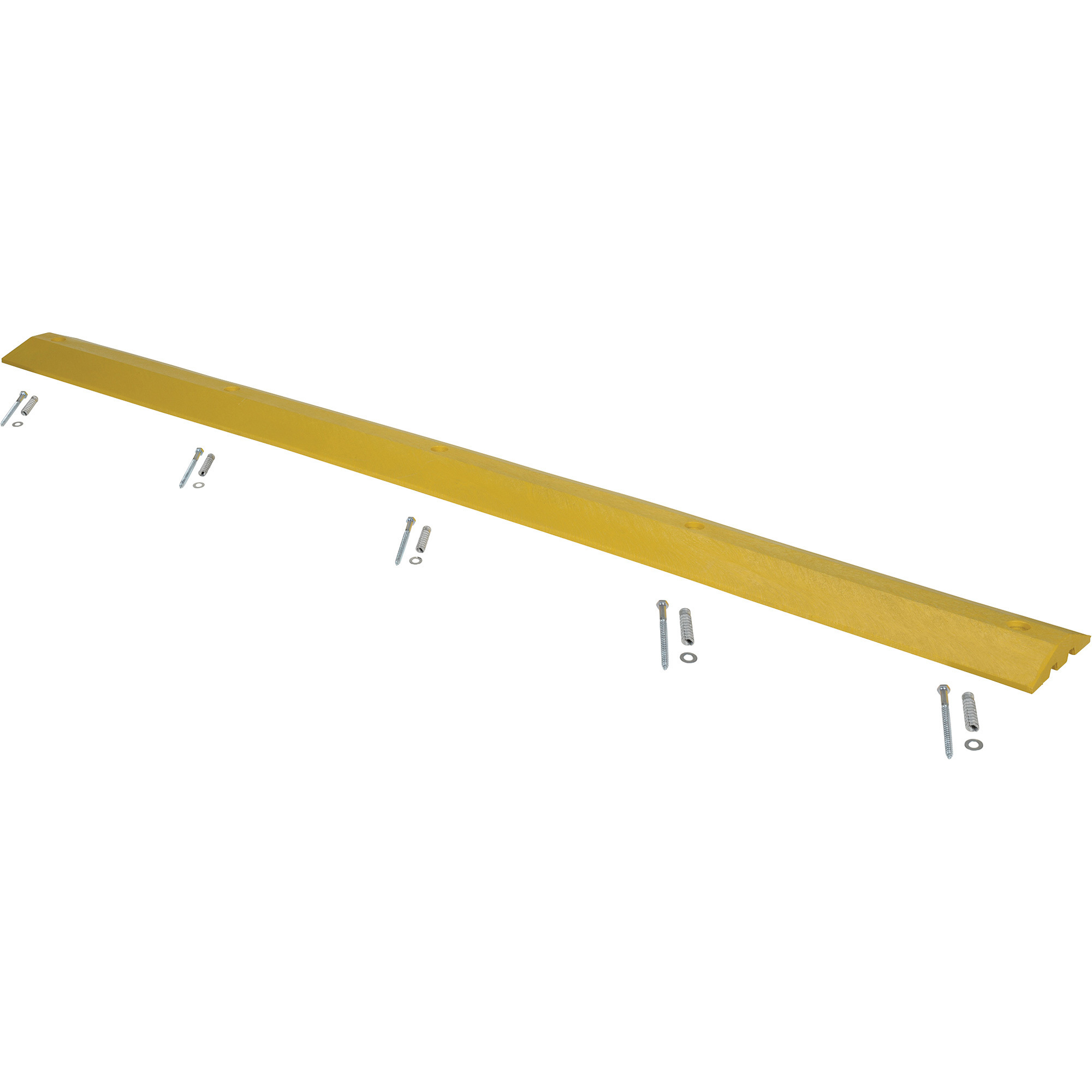 Vestil Speed Bump - 106in.L x 10in.W x 2in.H, Recycled Plastic, Yellow, For Concrete, Model# SB-108