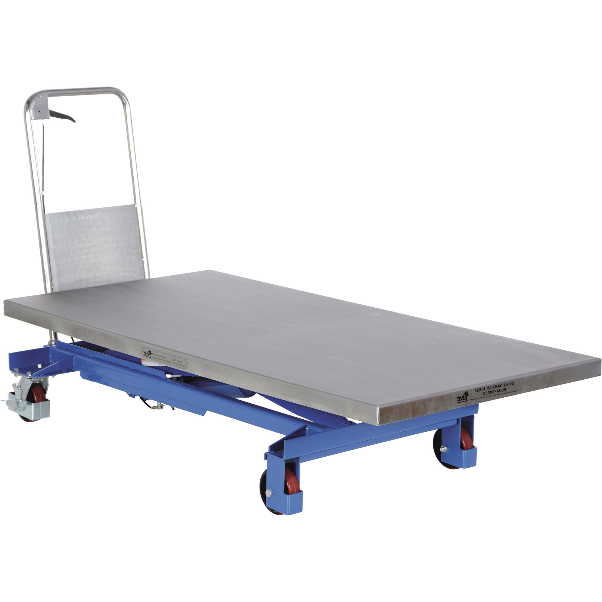 Vestil Hydraulic Elevating Cart - Manual, Single Scissor, 1,000-Lb. Capacity, 31.5in. x 63in. Platform, Model# CART-1000-LD