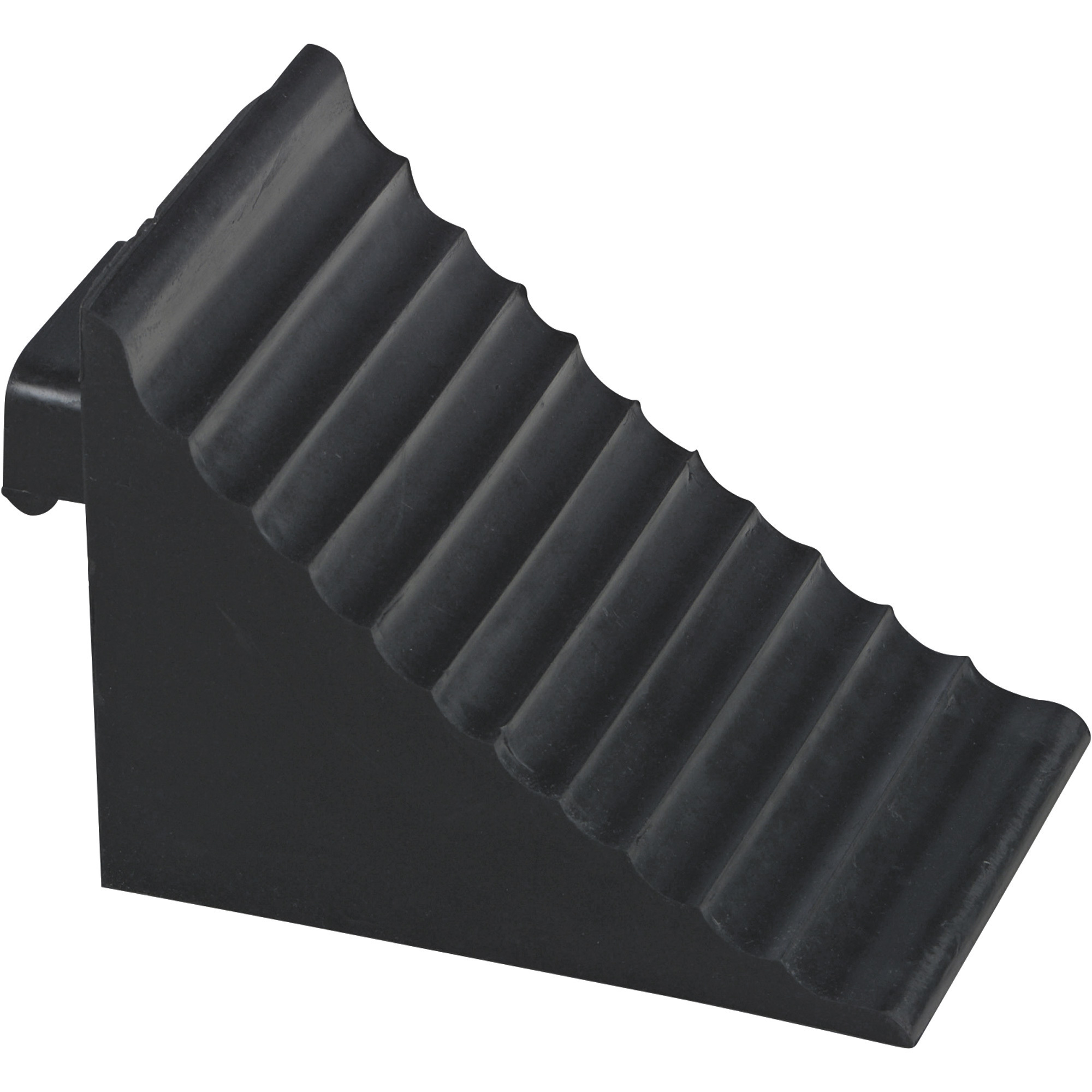 Vestil Rubber Wheel Chock - 7in.W x 10in.D x 7.75in.H, Reinforced Rubber, Durable, Model# RWC-11