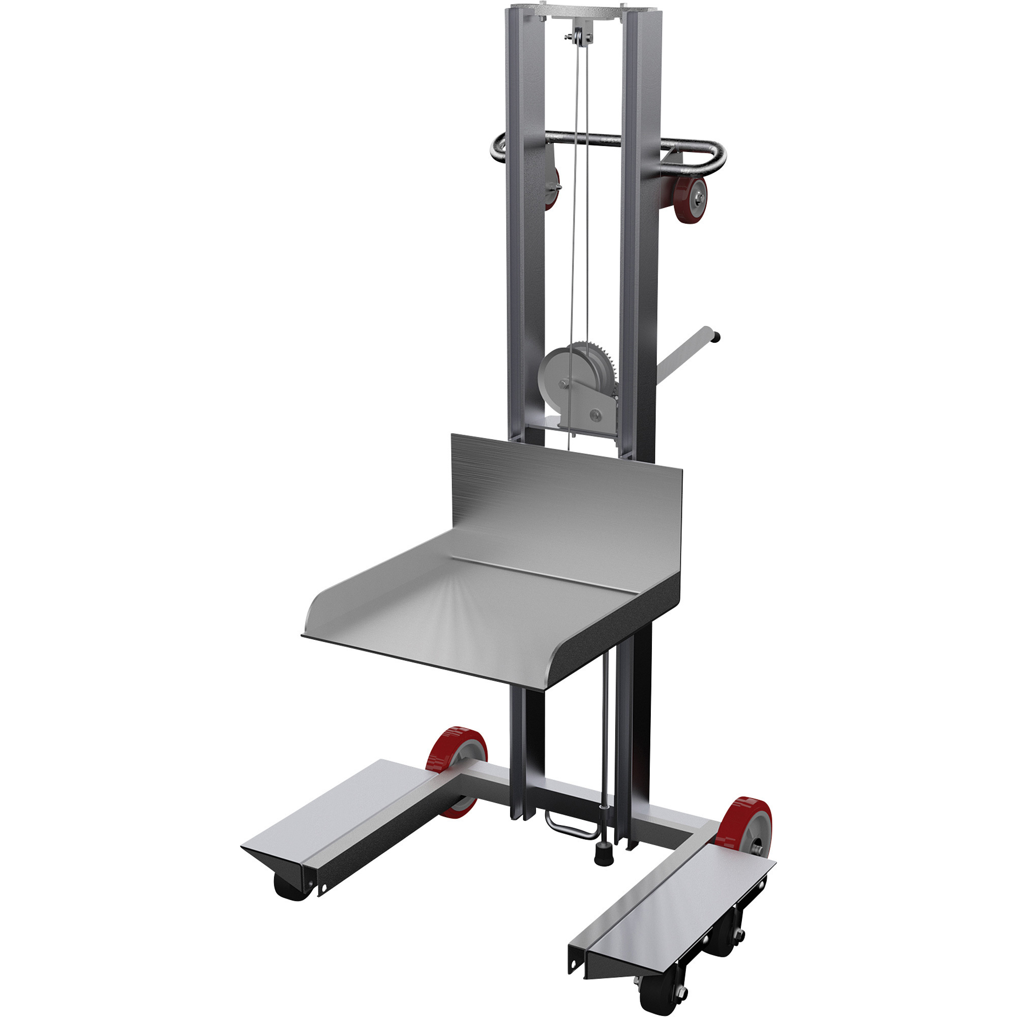 Vestil Aluminum Low-Profile Lite Load Lift with Winch, 20in.L x 19 1/2in.W, Model# ALLPW-500-4SFL
