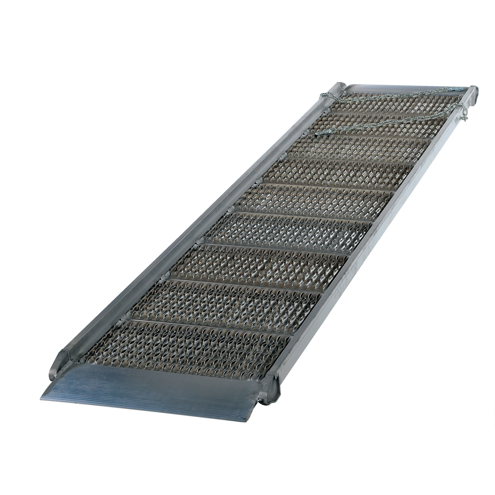 Vestil Aluminum Walk Ramp - Grating Style, 10ft.L x 28in.W, 2in. Safety Curb, Model# AWR-G-28-10A