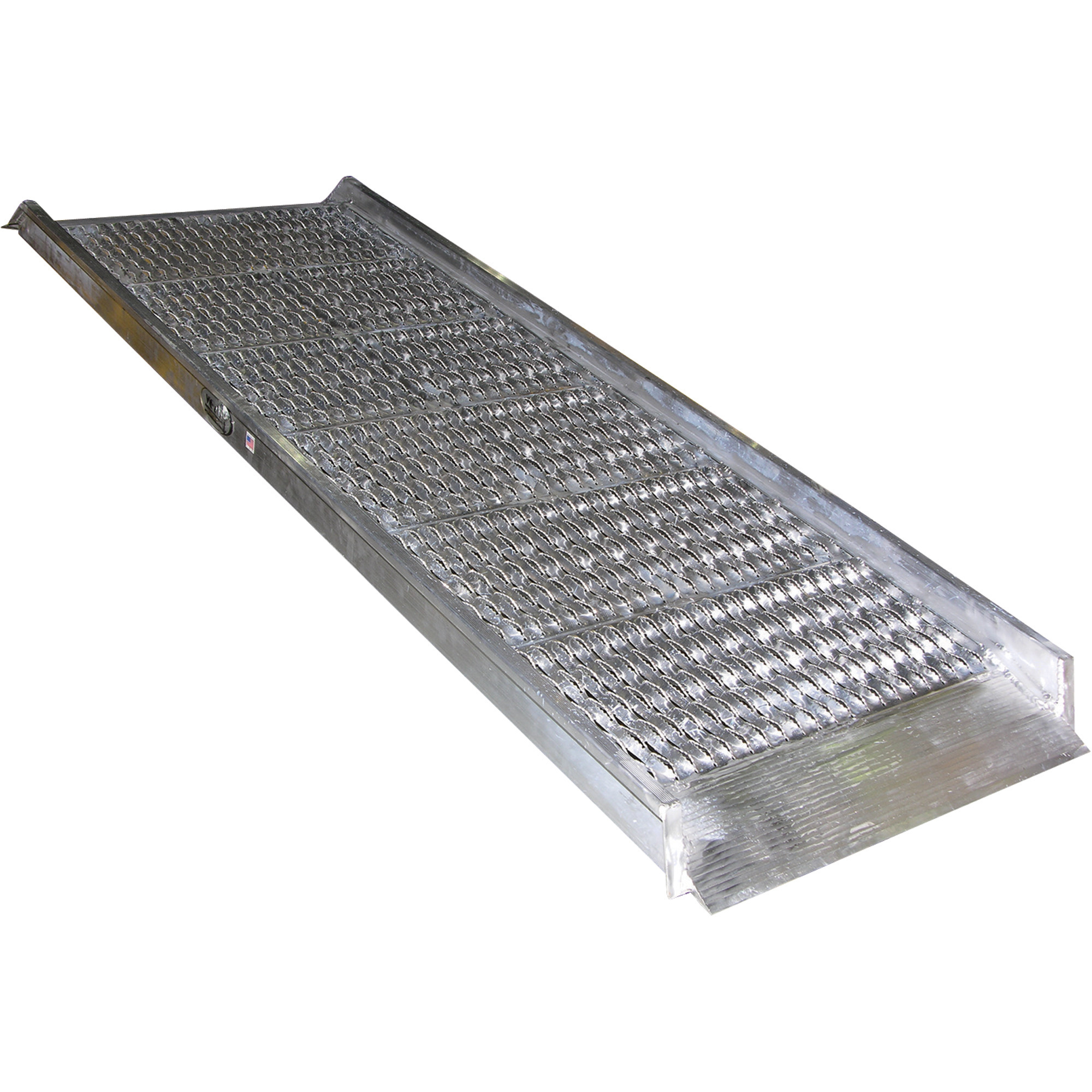 Vestil Aluminum Walk Ramp - Grating Style, 16ft.L x 38in.W, 2in. Safety Curb, Model# AWR-G-38-16A