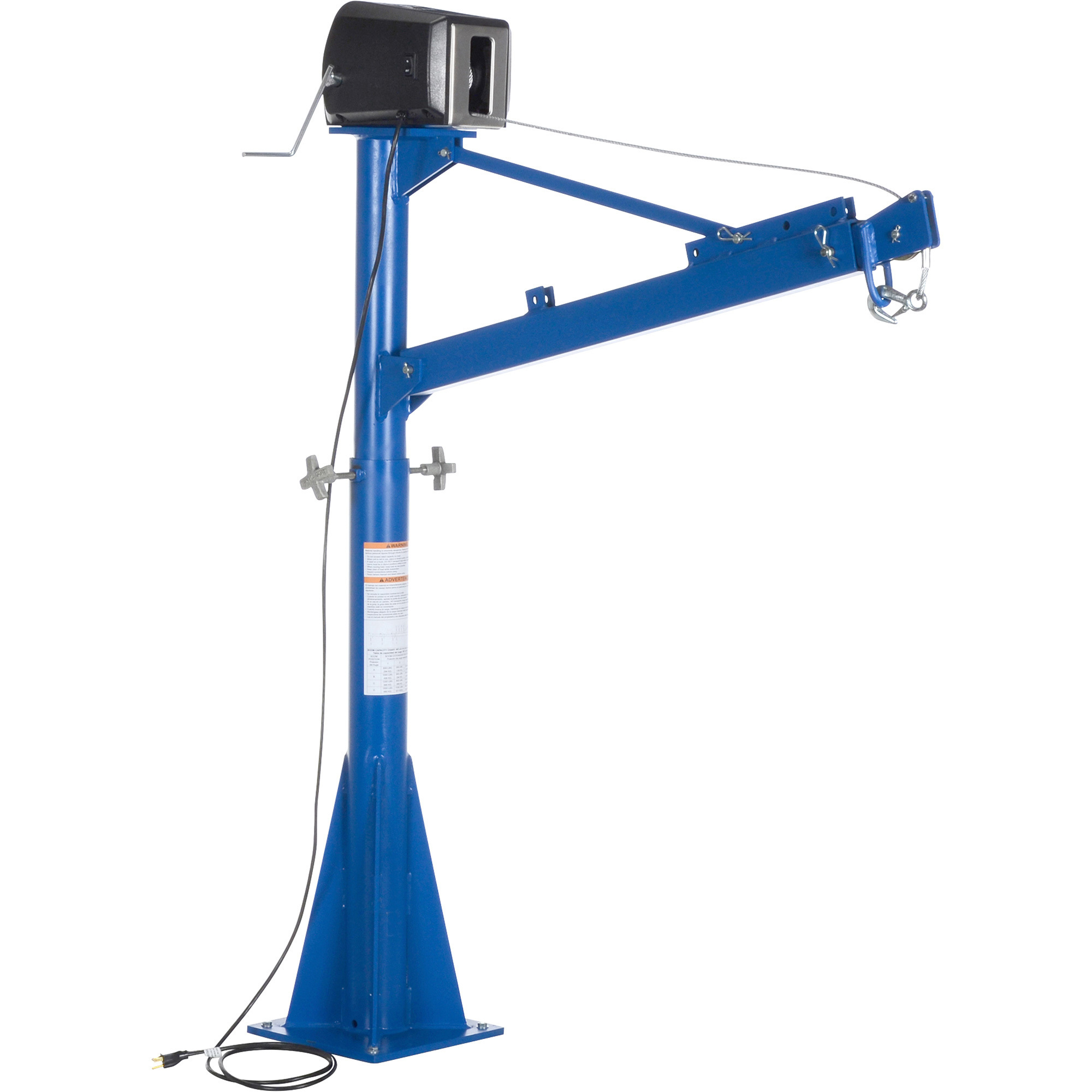 Vestil Power Lift Jib Crane - 1,500-Lb. Capacity, 115V AC, 42in. to 66in. Boom Reach, Model# WTJ-E-15-3-AC