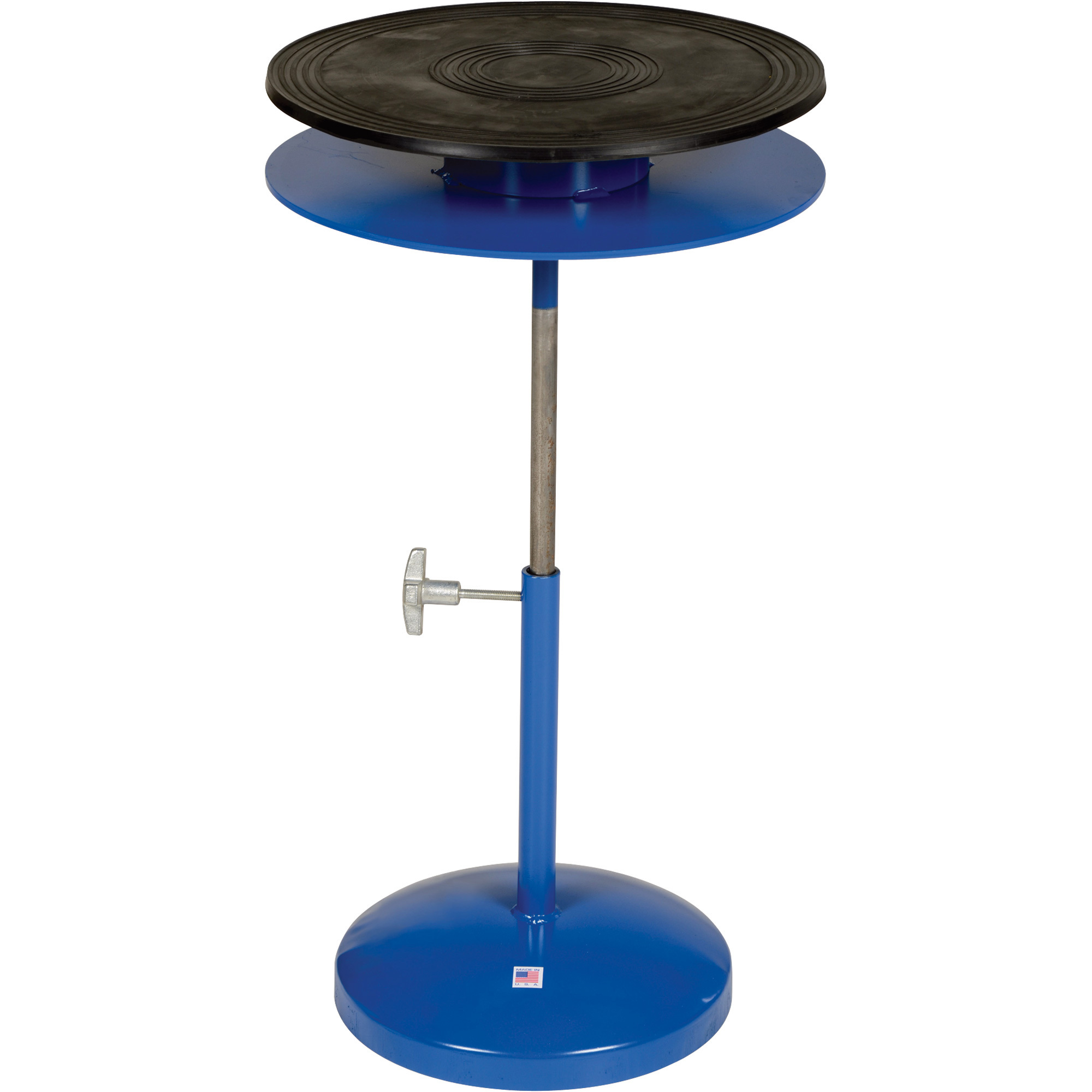Vestil Heavy-Duty Manual Turntable - Double Tier, Pedestal, 300-Lb. Capacity, 18in. Dia., Adjustable Height, Model# TT-18-DPED