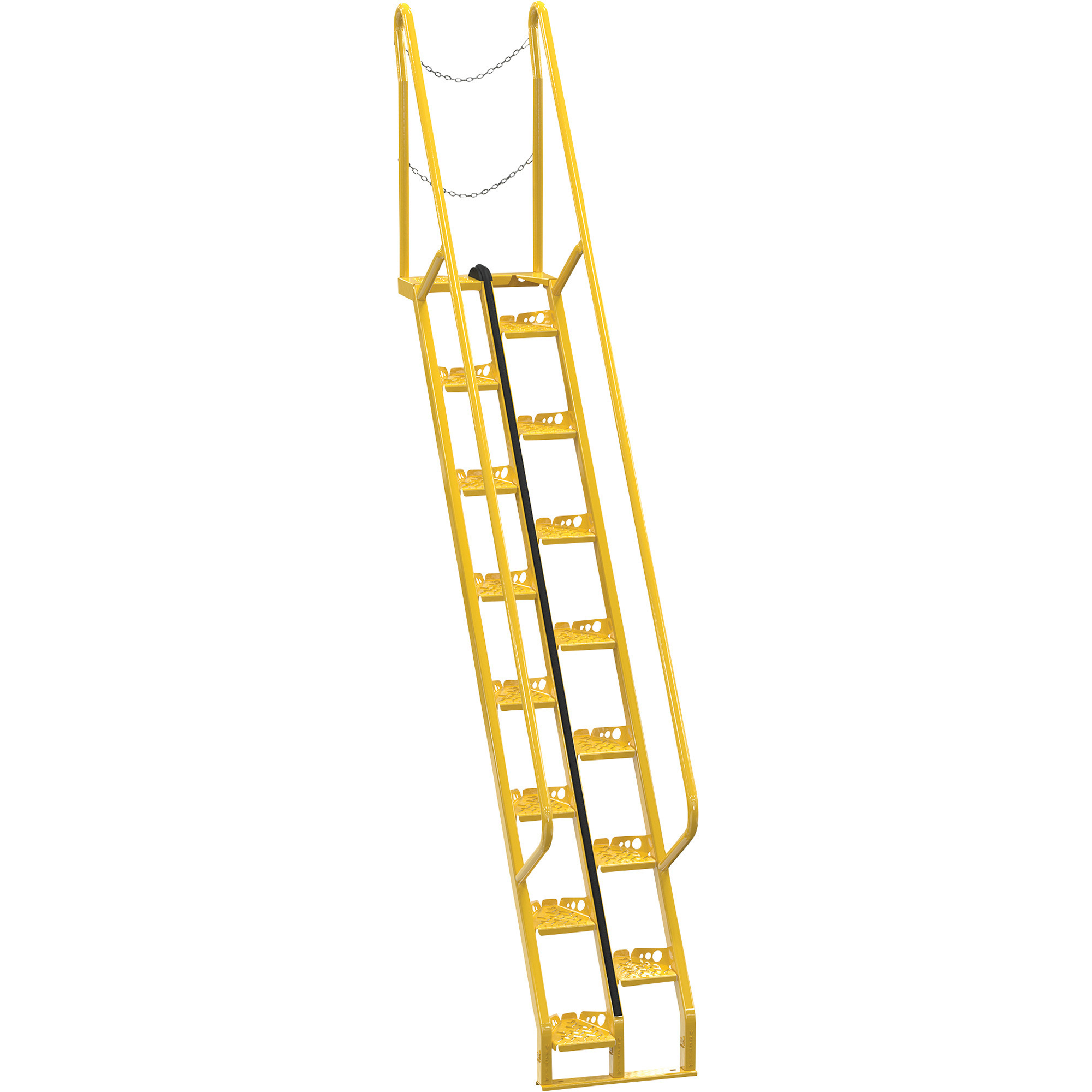 Vestil Alternating-Tread Stairs - 15 Steps, 56° Step Angle, Welded Steel, Powder-Coated, Model# ATS-9-56