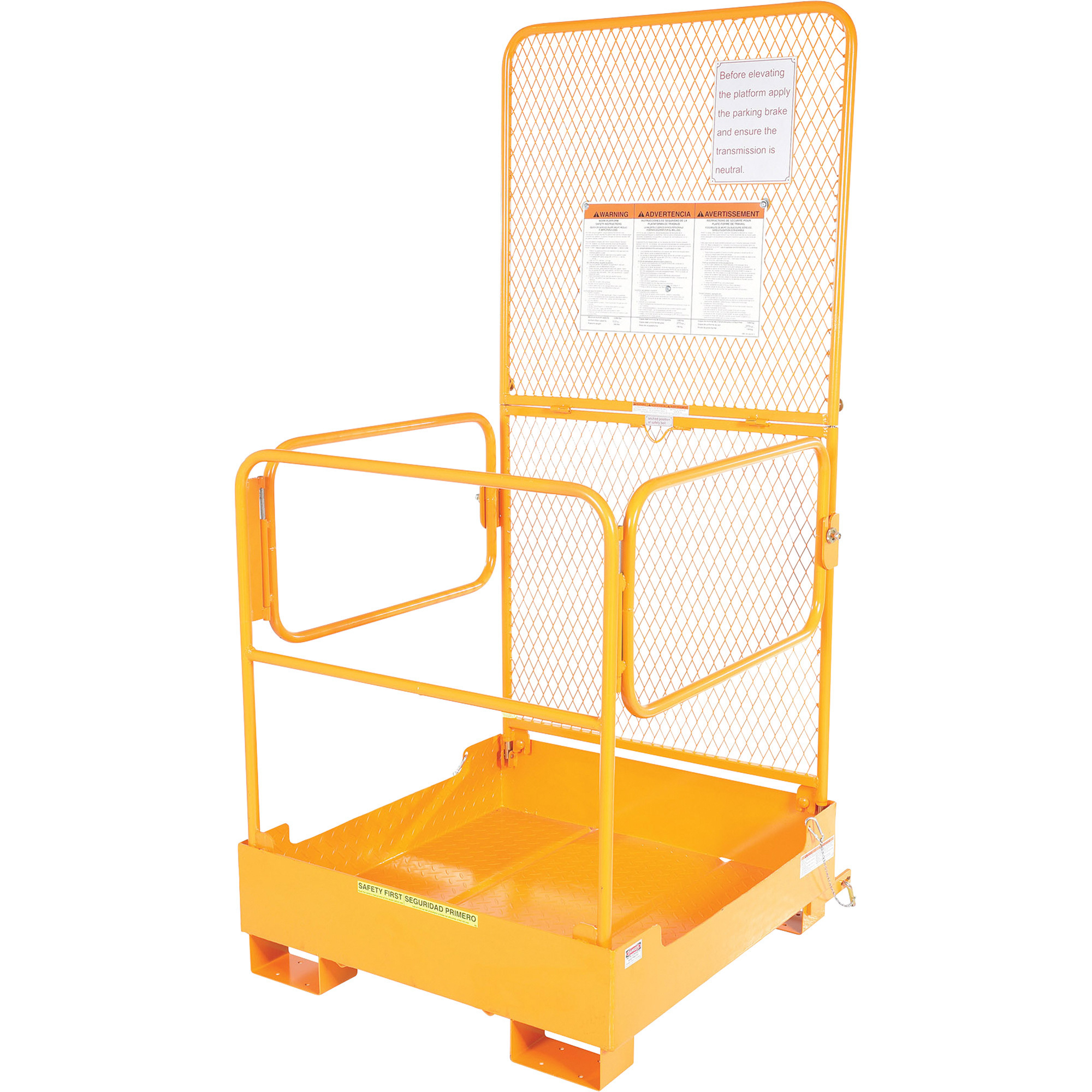 Vestil Fold-Down Work Platform - 600-Lb. Capacity, 81.5in. Height, Checker Floor Plate, Model# WP-3737-FD