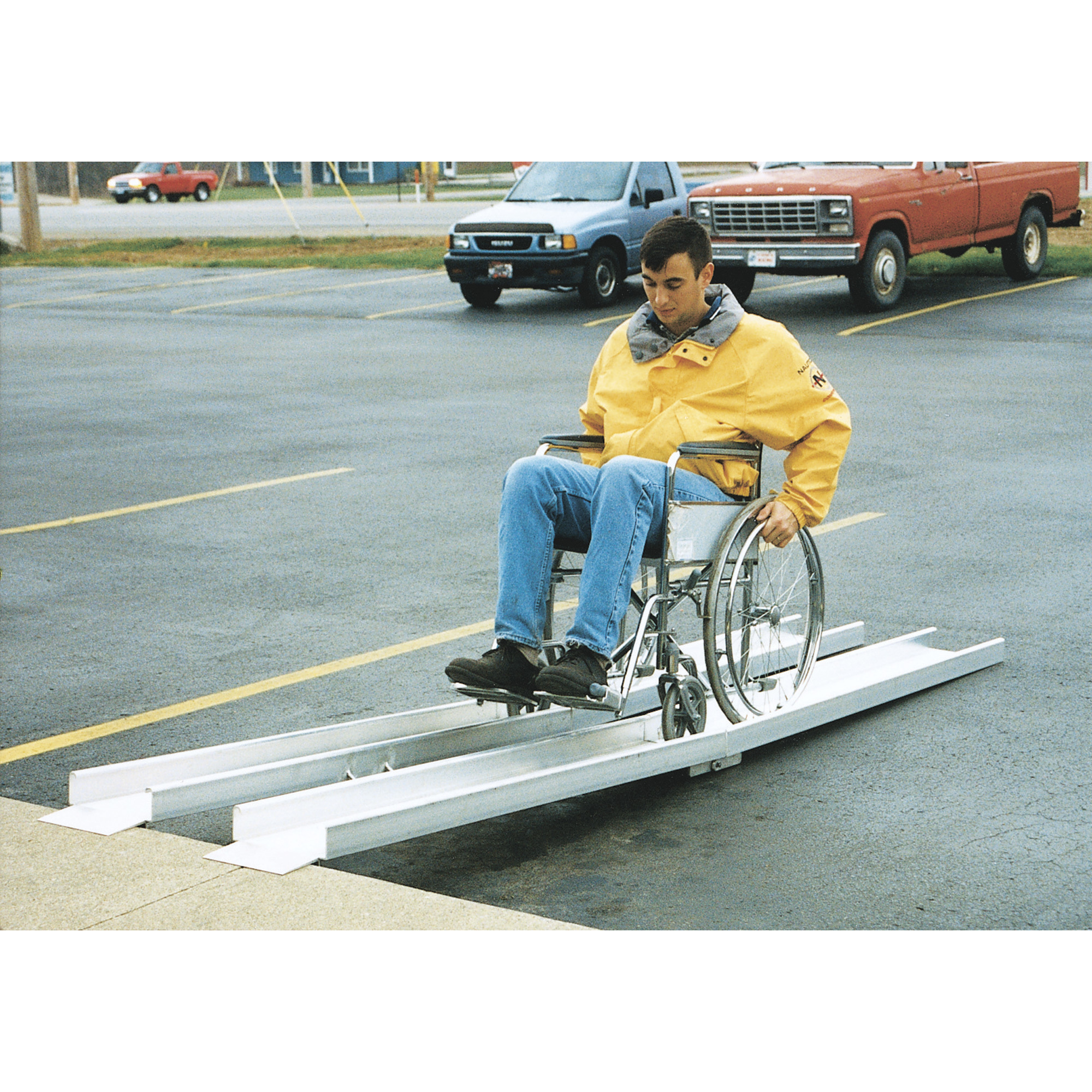 Vestil Fold-A-Way Wheelchair Ramp - 120in.L x 7 7/8in.W, 550-Lb. Capacity, Slip-Resistant, Model# D-FAR-120