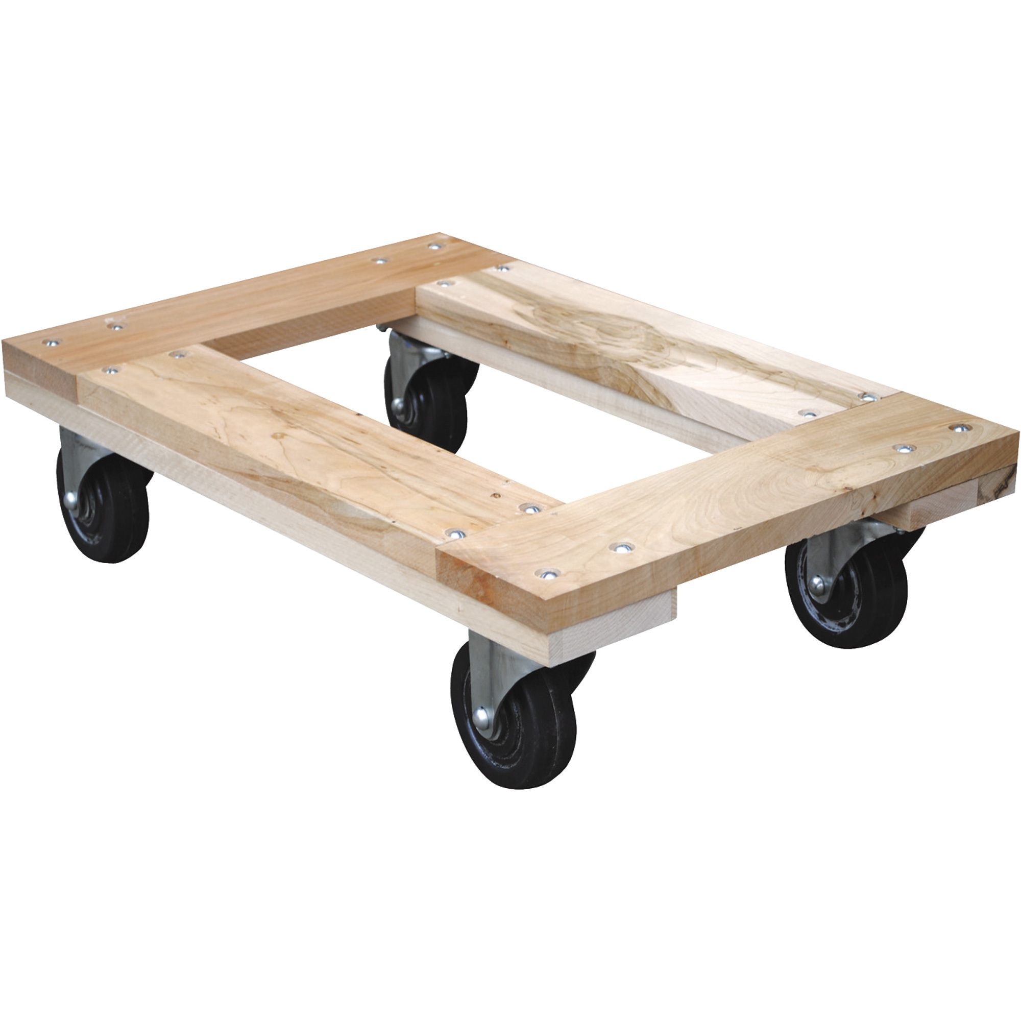 Vestil Open-Deck Hardwood Dolly - 24in. x 16in., 1,200-Lb. Capacity, 4in. Rubber Casters, Model# HDOF-1624-12