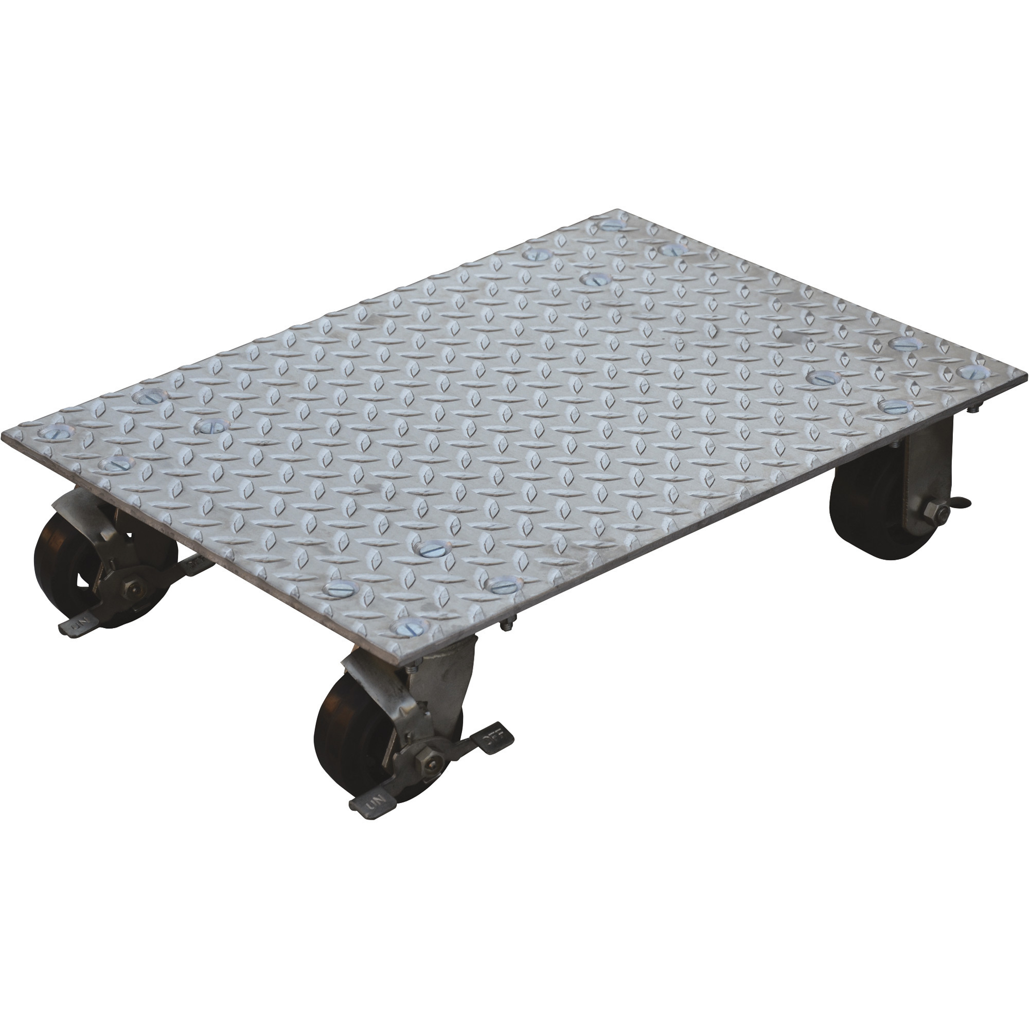 Vestil Aluminum Plate Dolly - 18in.L x 14in.W, 1,200-Lb. Capacity, Molded-On Rubber Casters, Model# VPLDO/A-1418