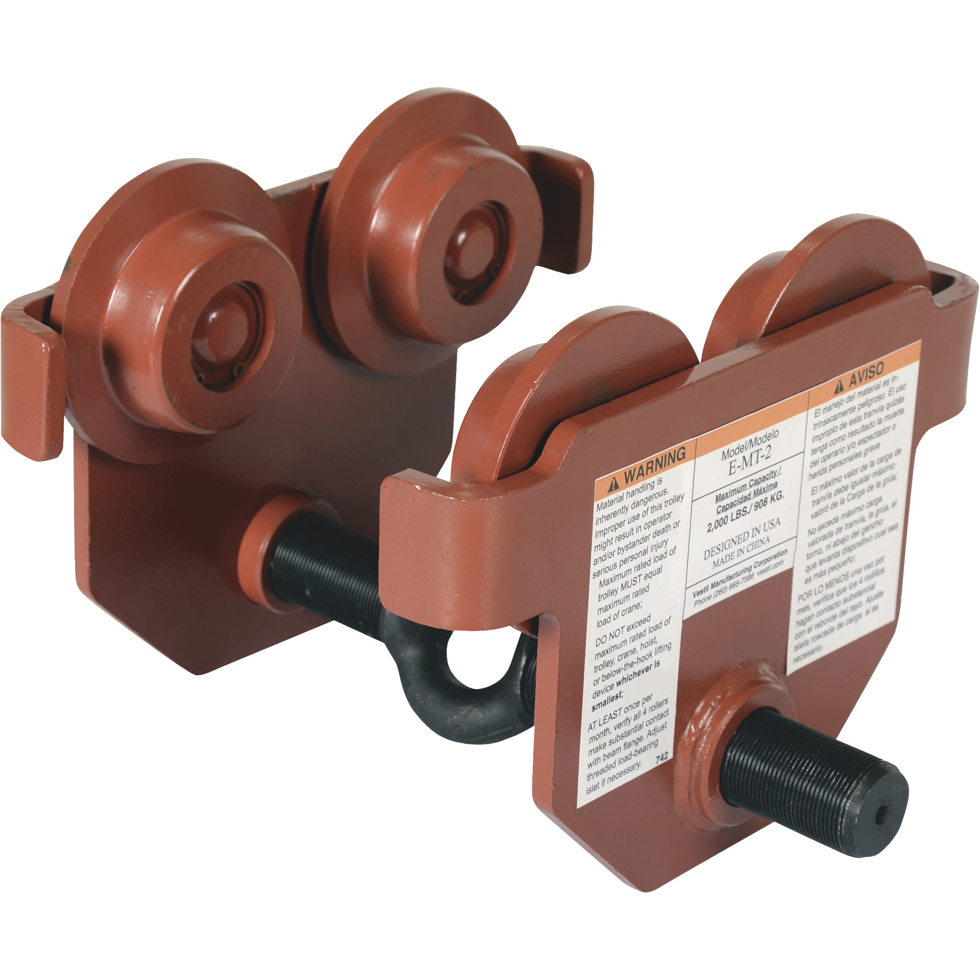 Vestil Adjustable Plain Eye Manual Trolley