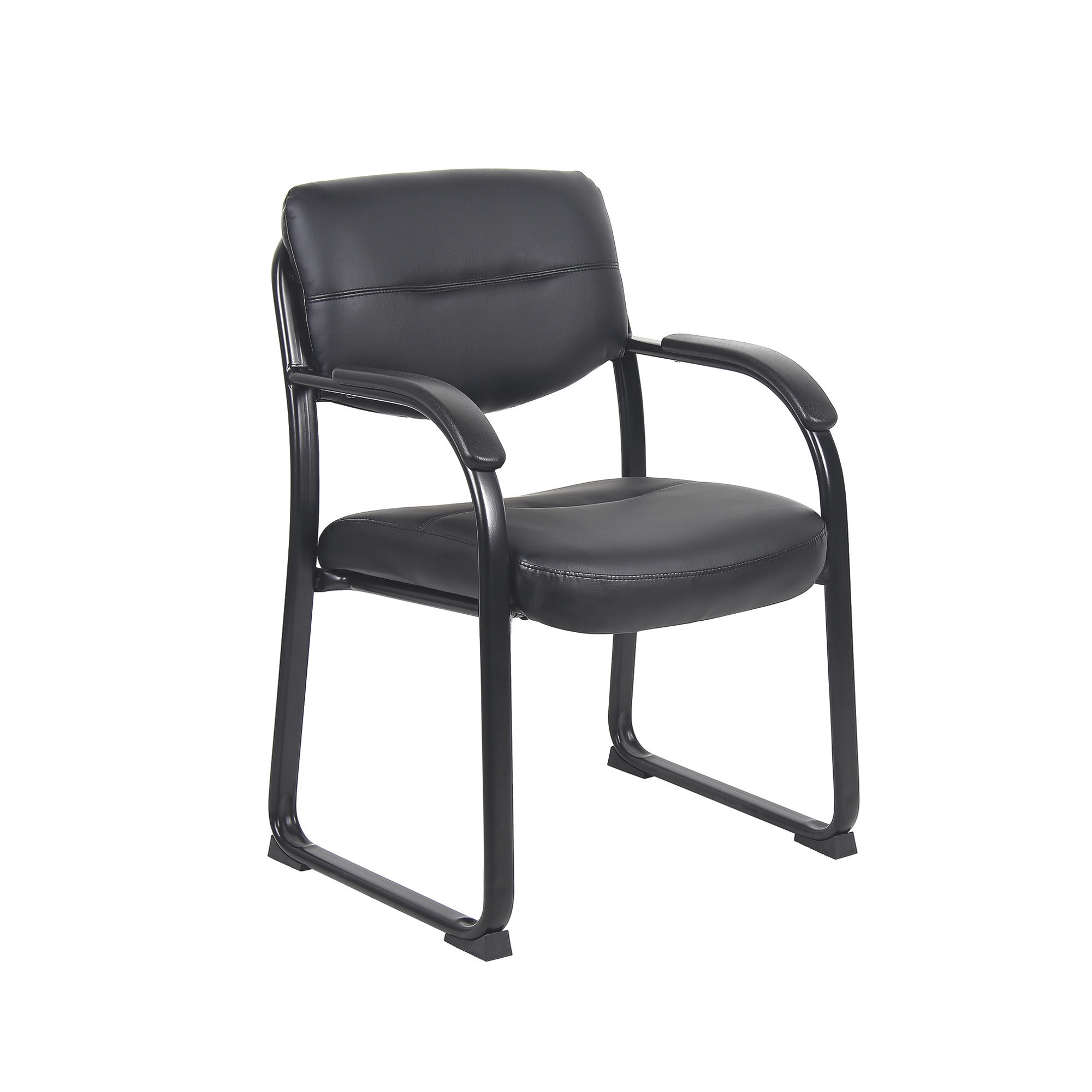 BOSS LeatherPlus Guest Reception Chair, Black, Model# B9519
