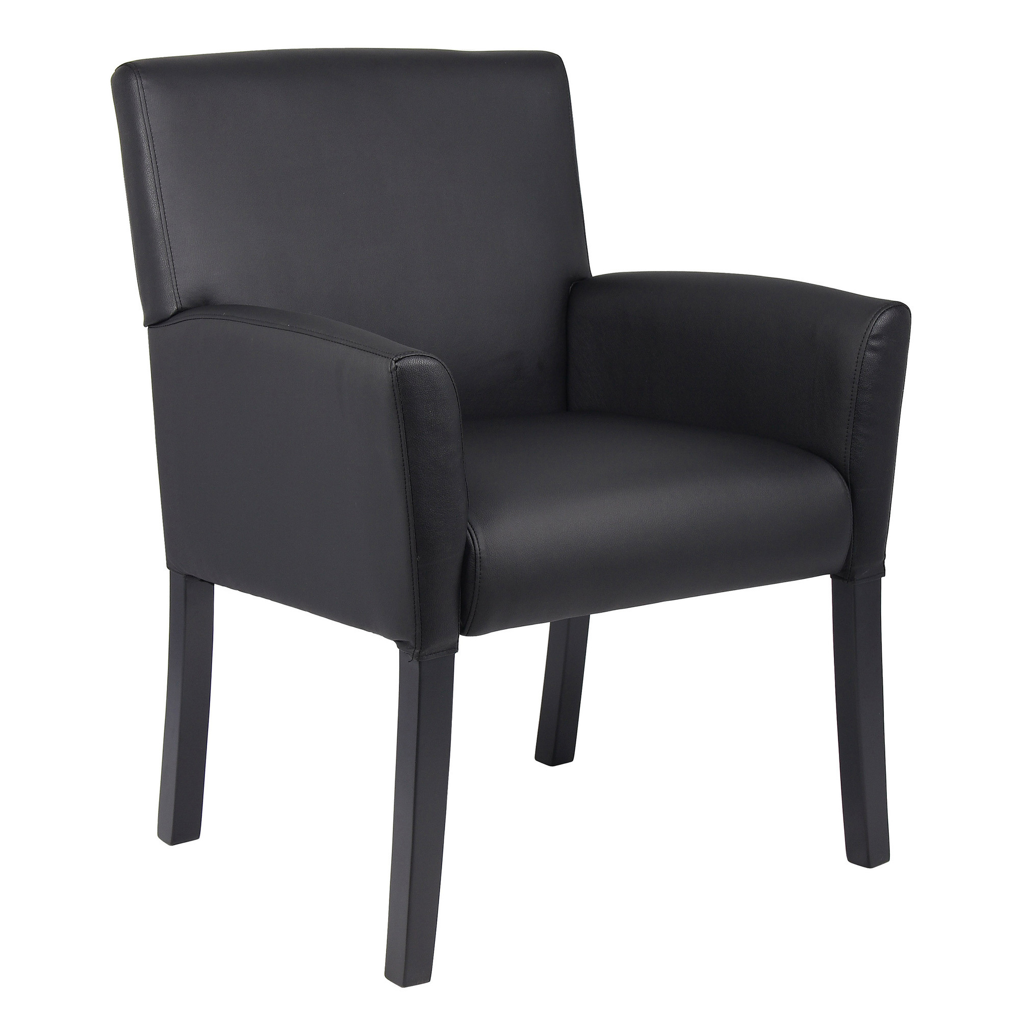 BOSS Executive Box Arm Chair with CaresoftPlus Upholstery, Black, 24 1/2in.W x 25 1/2in.D x 35 1/2in.H, Model# B639-BK