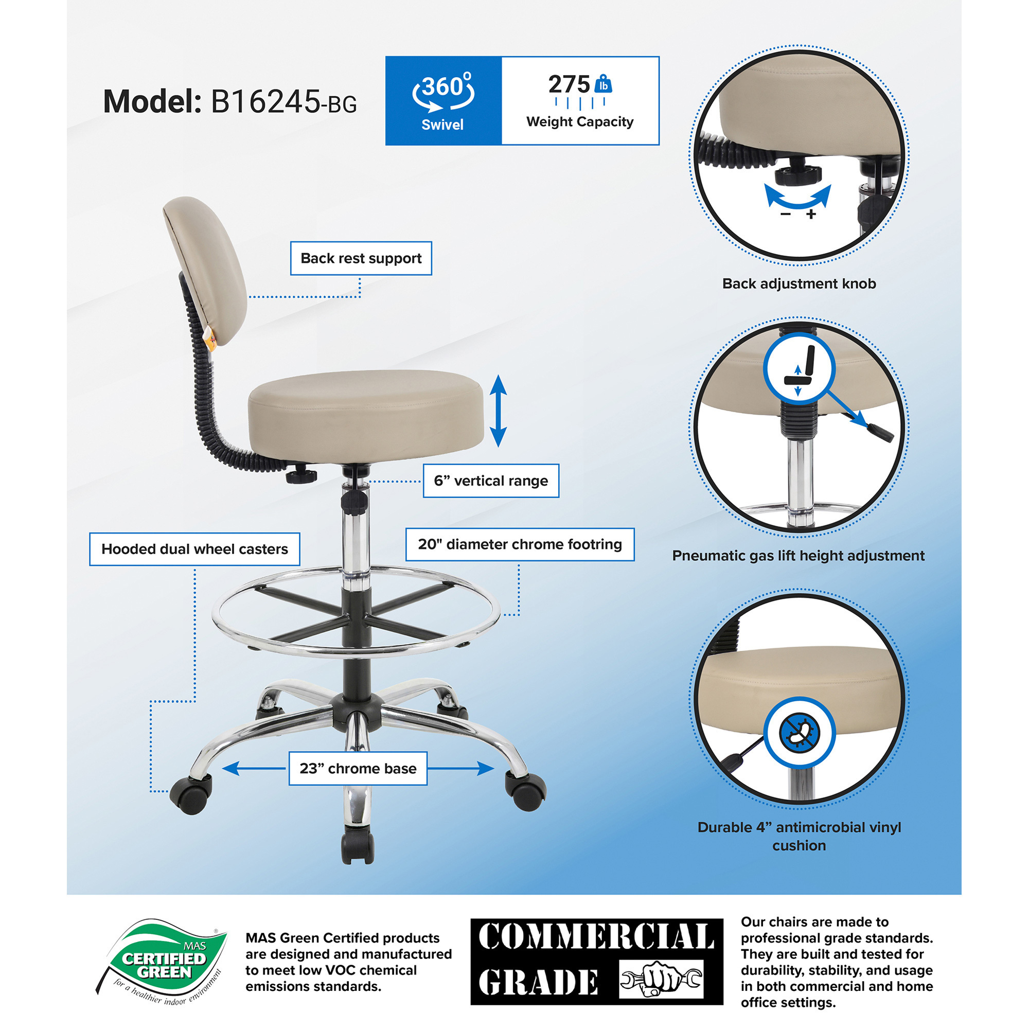 20 Chrome Office Chair Foot Ring