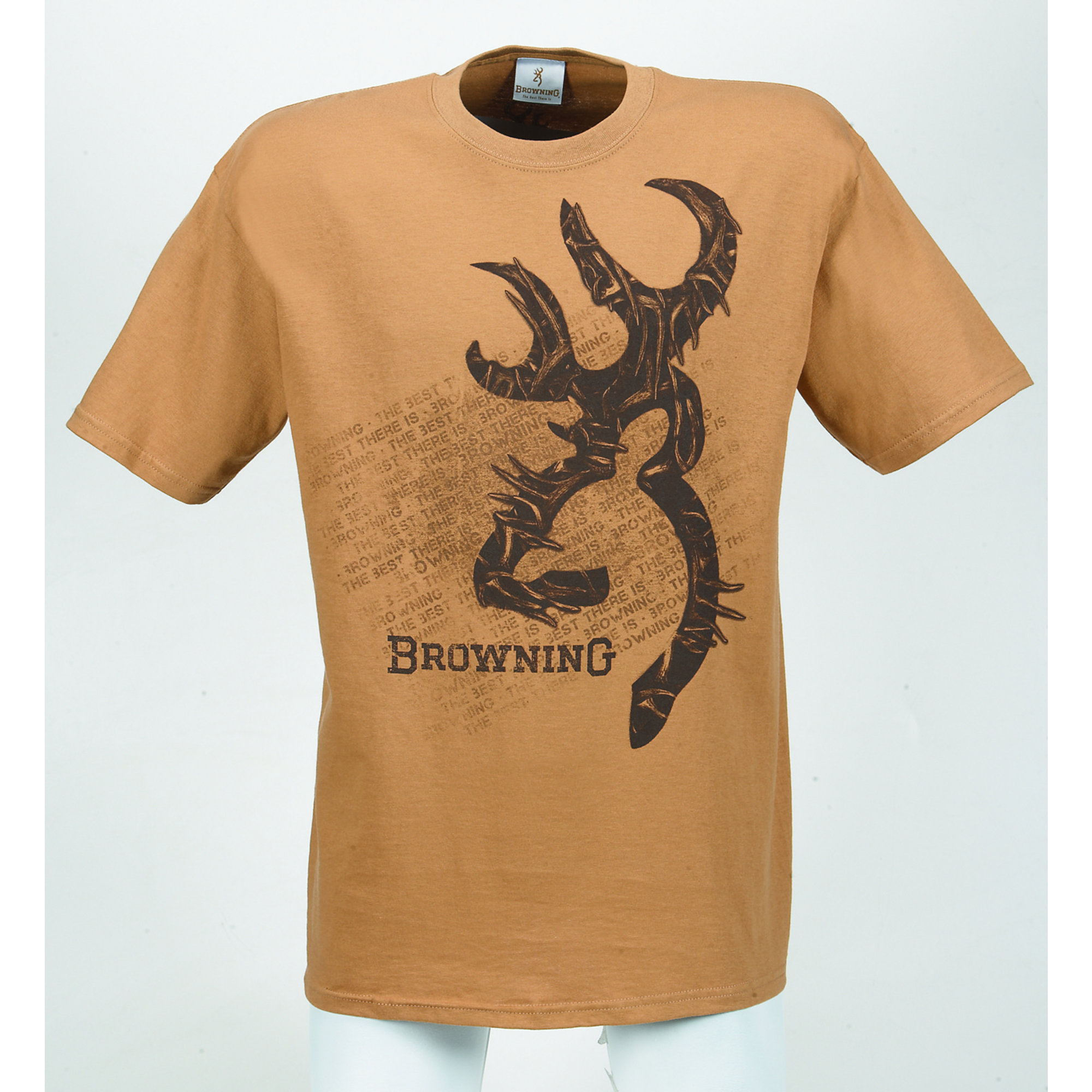 Short Sleeve Browning Buckmark Antlers T-Shirt — Camel, XL, Model