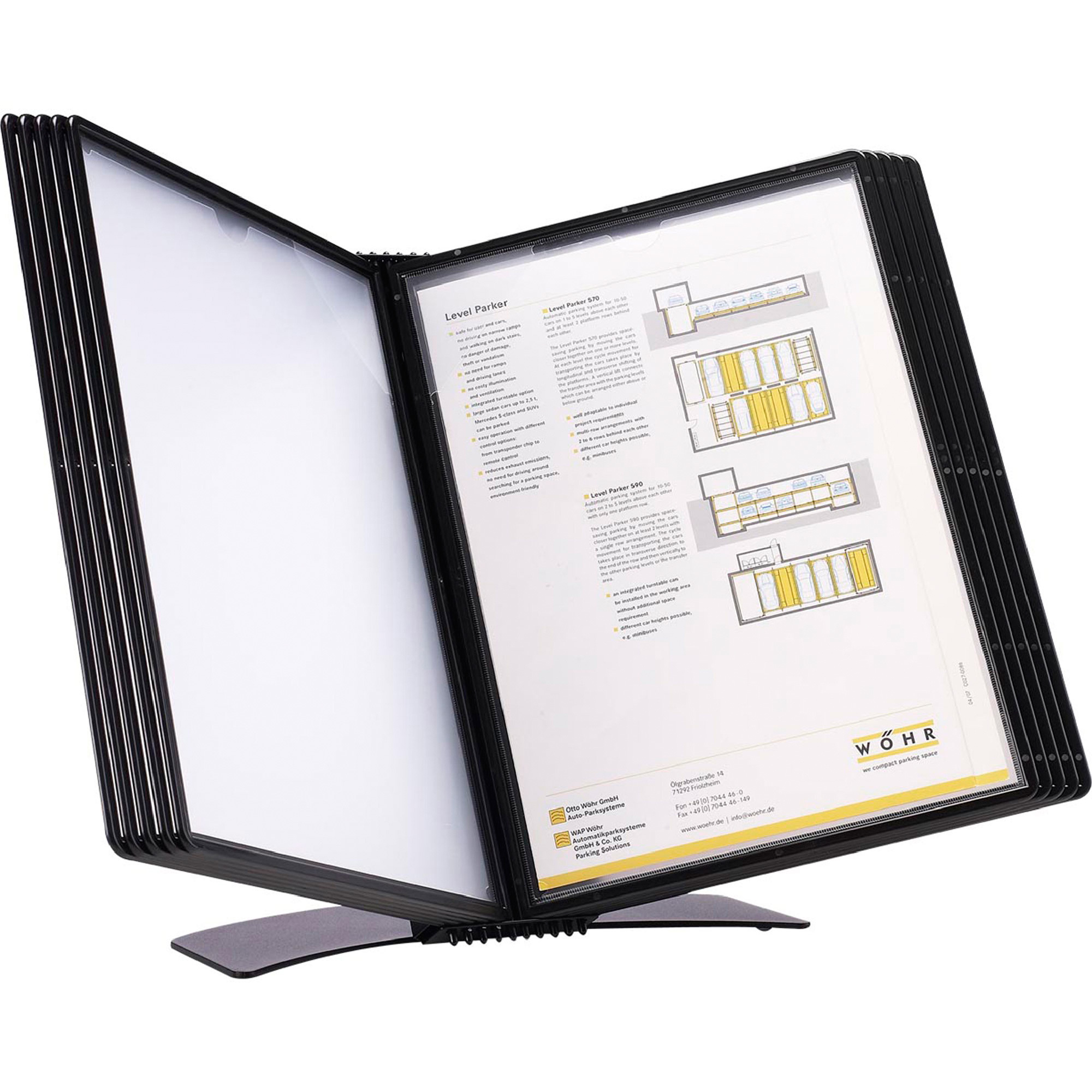 Tarifold 10-Pocket, 20-View Easy Load Desk Document Display, Black/Clear 16in. x 20in., Model# EZD771