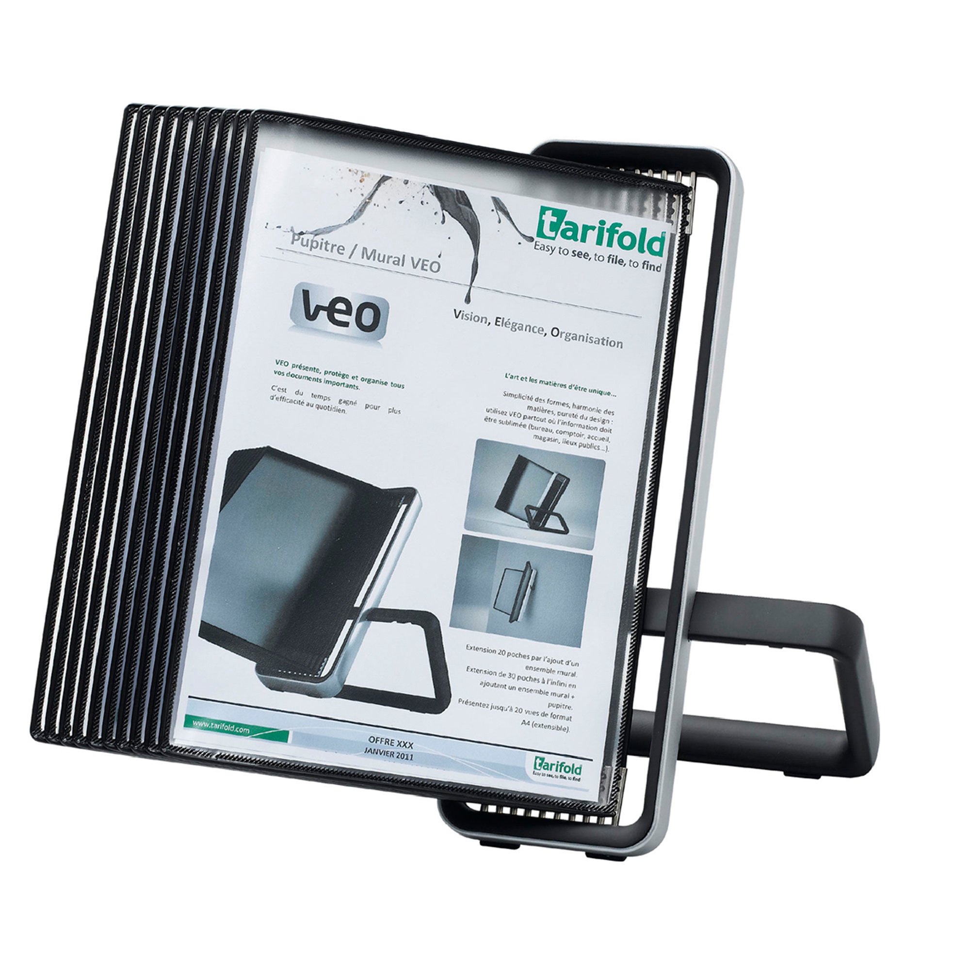Tarifold VEO 10-Pocket, 20-View Desktop Document Display — Black, 16in ...