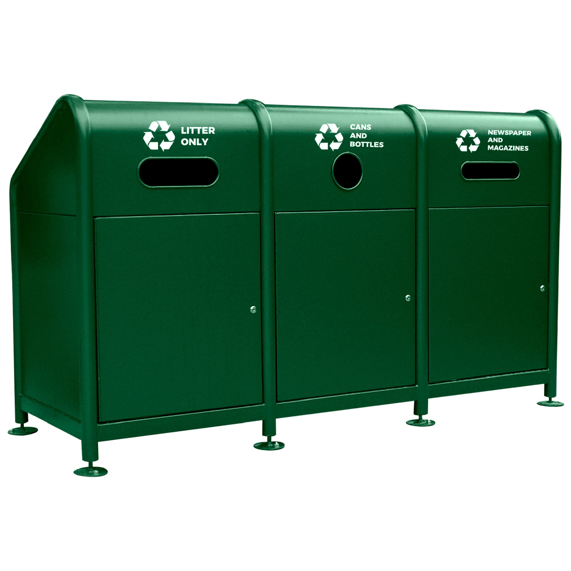 Paris 3-Bin Recycling Station — Moss Green, 102-Gallon Capacity, Model#  461-205-0005 | Northern Tool, image size:2000x2000
