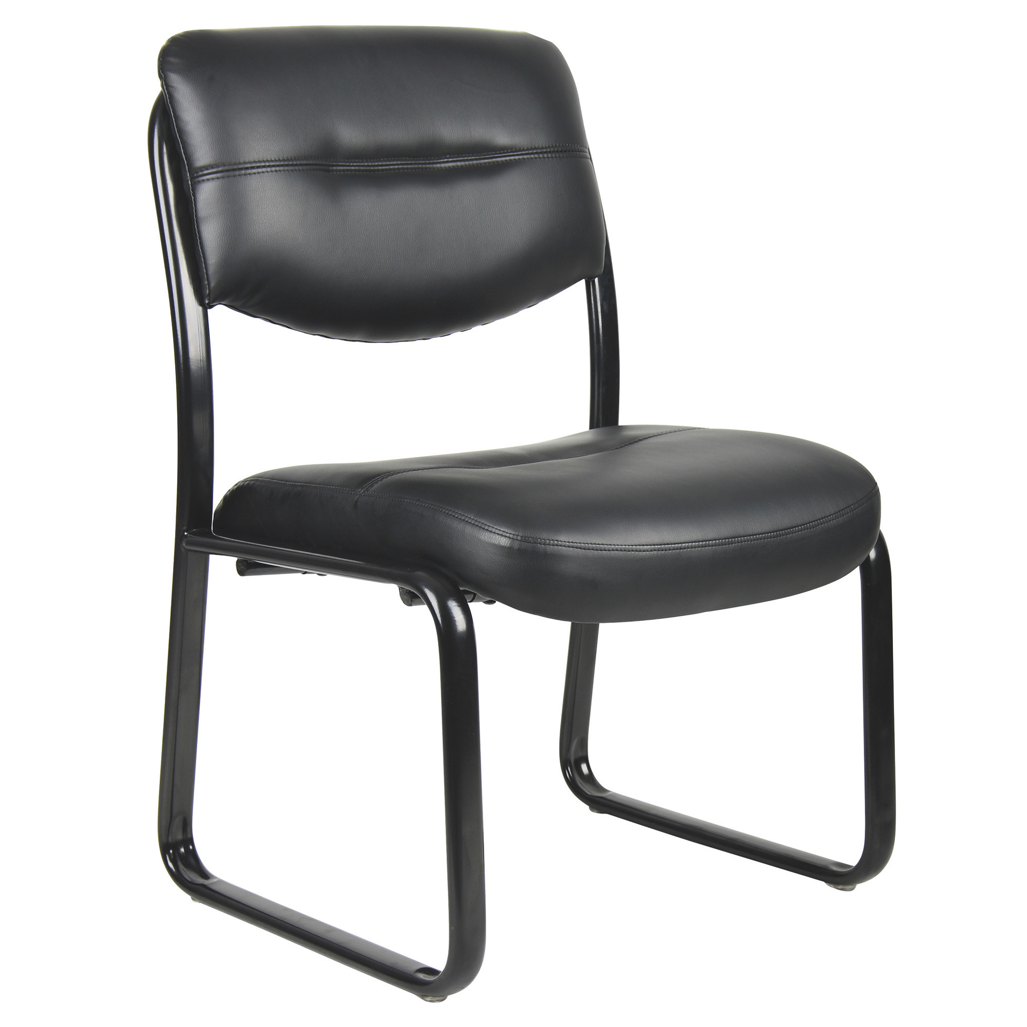 BOSS LeatherPlus Guest Reception Chair, Black, Model# B9539