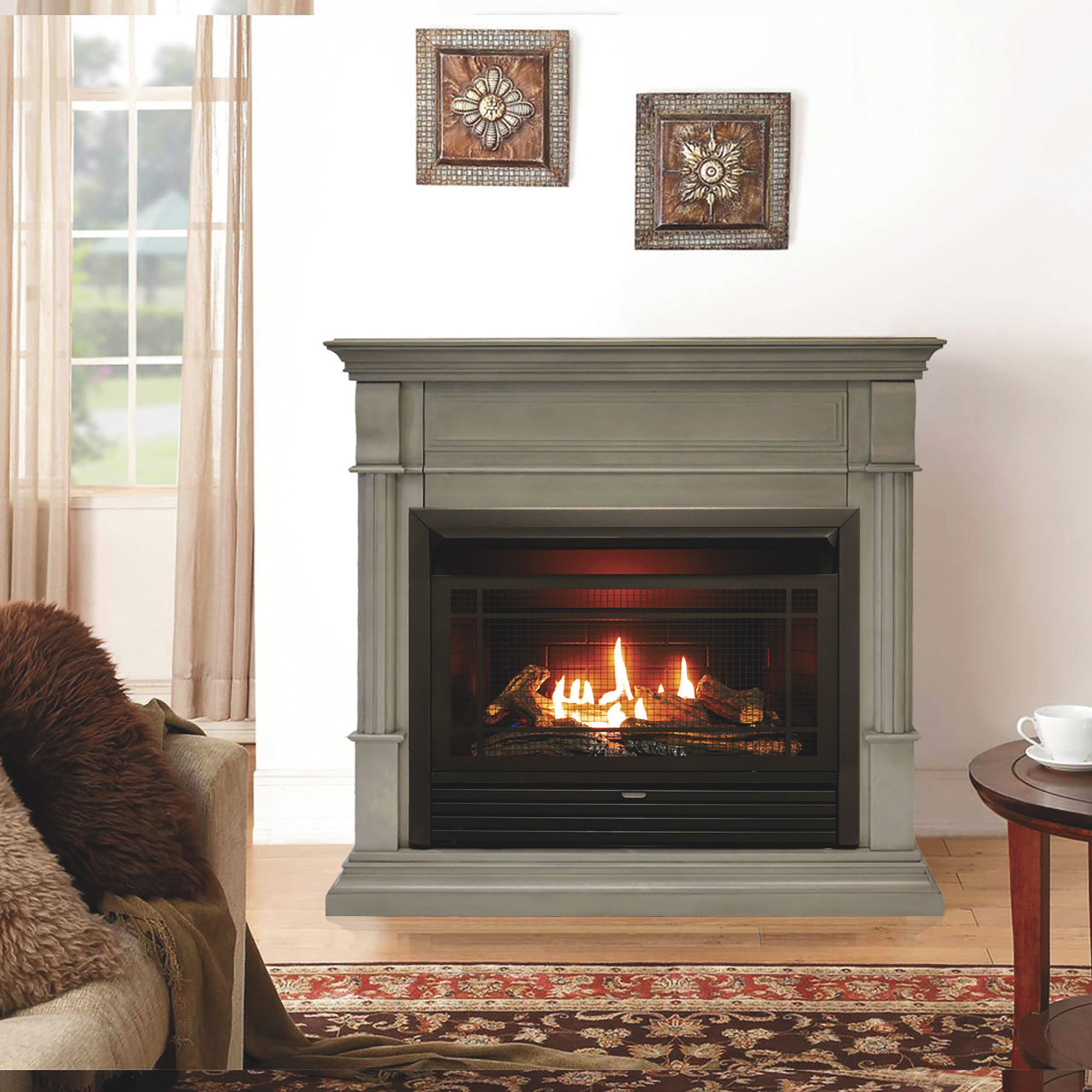 Bluegrass Living VentFree Dual Fuel Fireplace with Mantel — 26,000 BTU, Slate Gray Finish
