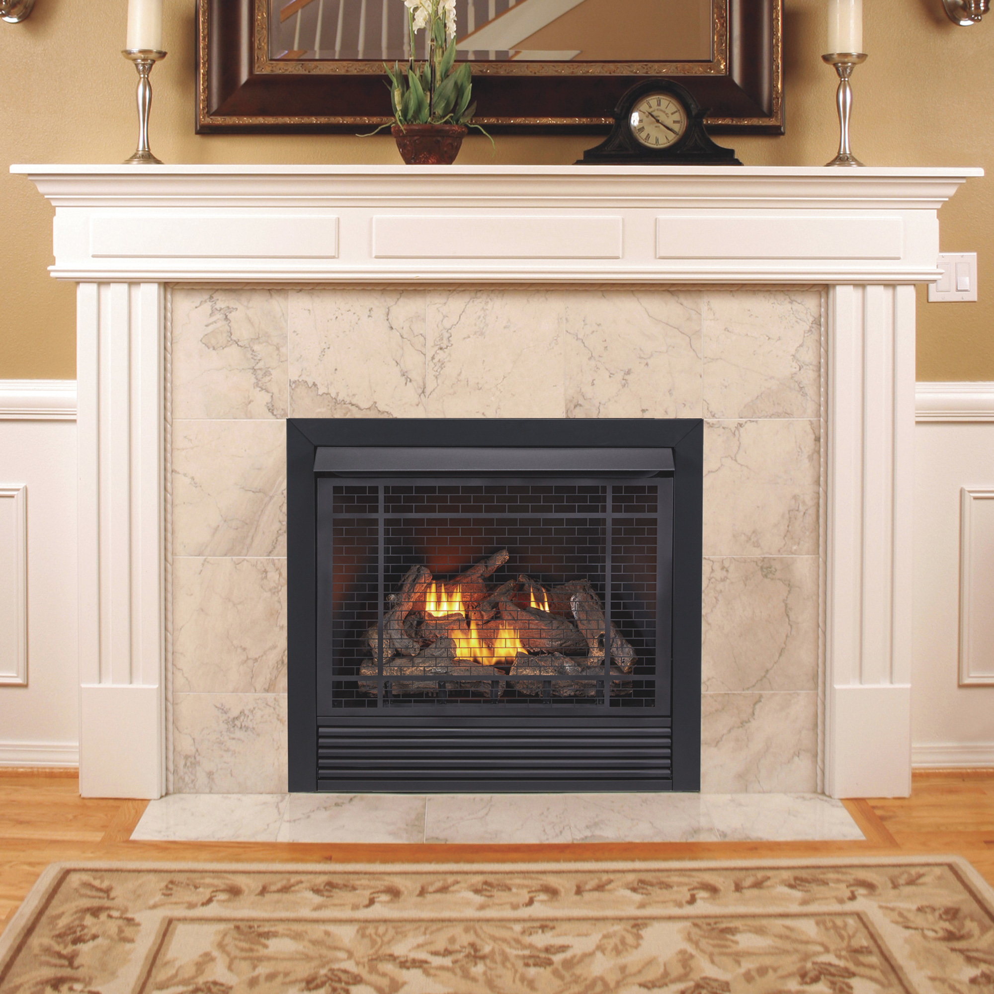 Bluegrass Living Vent-Free Dual Fuel Fireplace Insert, 32,000 BTU, Black, Remote Control, Model# FDI32R