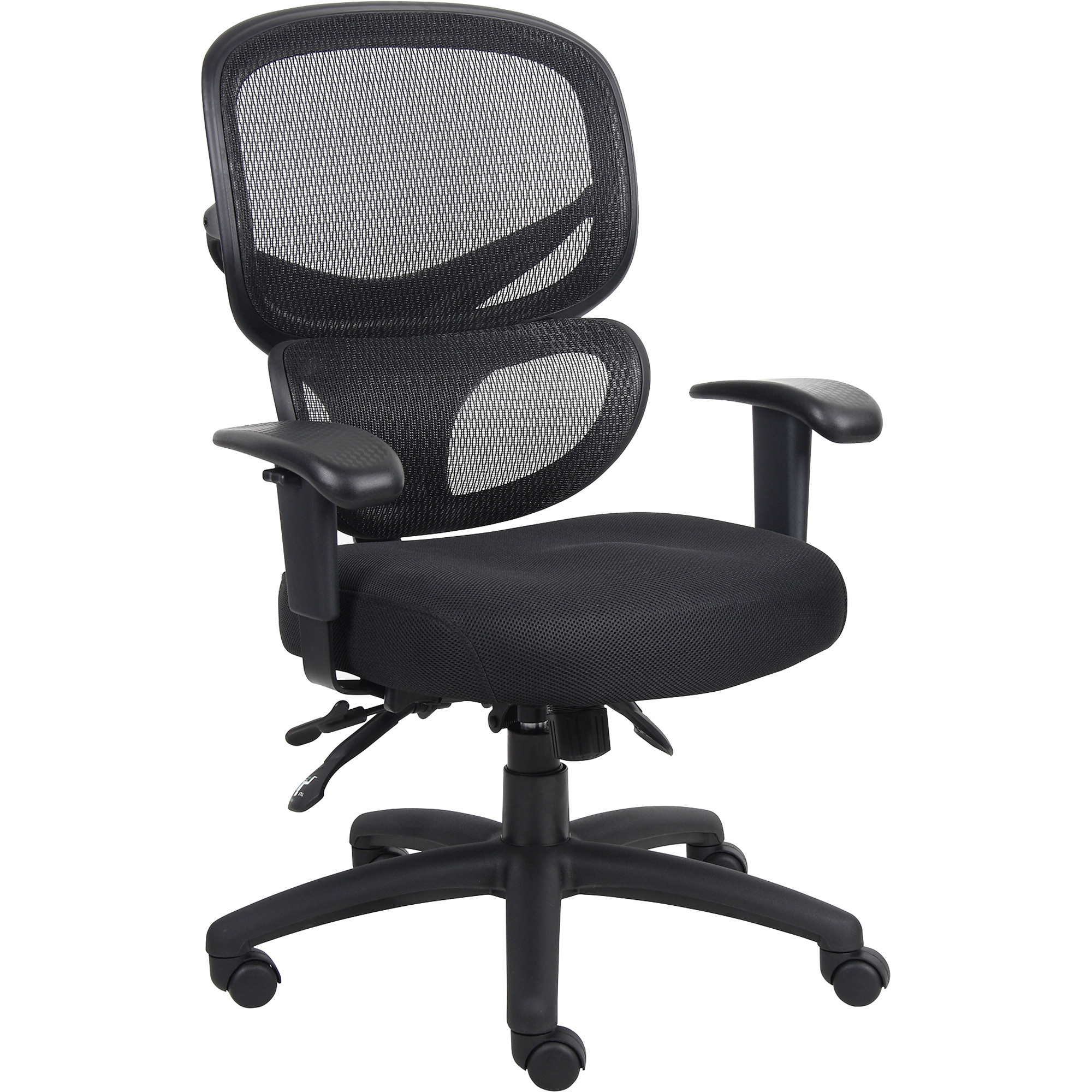 Boss Multi-Function Height-Adjustable Mesh Task Chair, Black, 27in.W x 27in.D x 37 1/2-40 1/2in.H