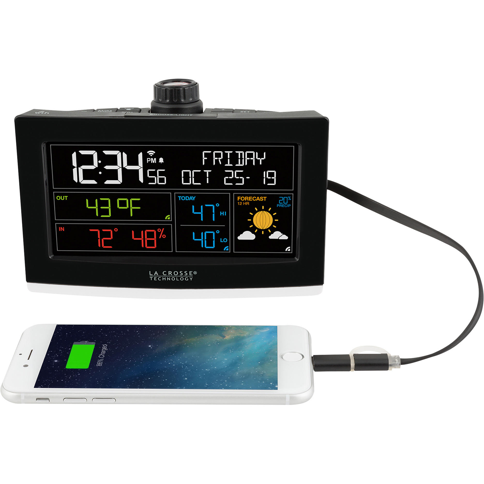 La Crosse Technology WiFi Projection Alarm Clock — Model C82929INT