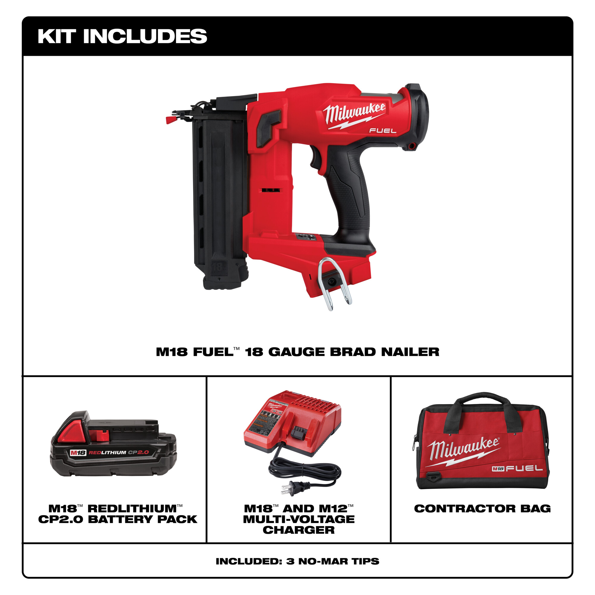 Milwaukee M18 FUEL 18-Gauge Cordless Brad Nailer Kit w/Battery
