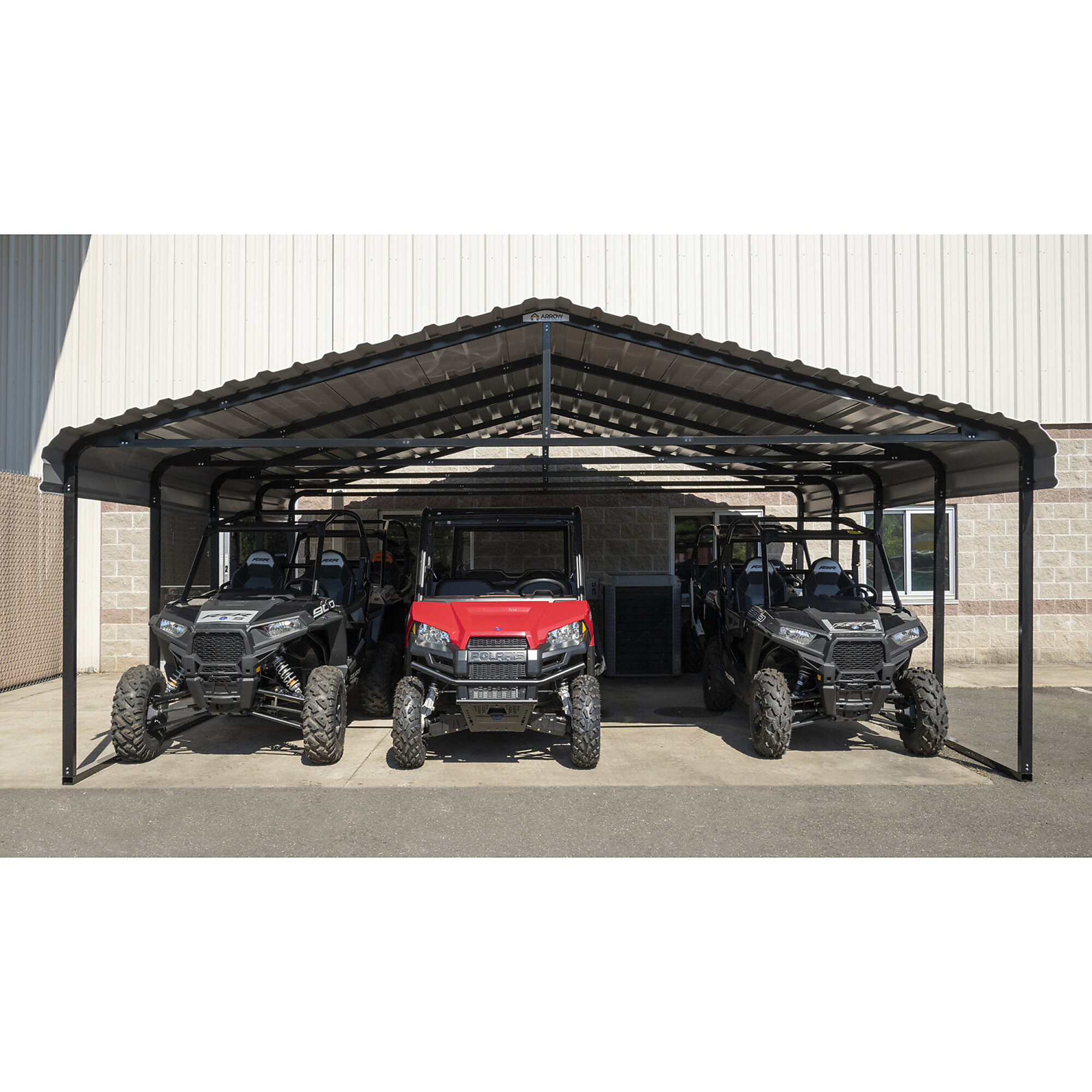 Arrow Steel Carport, 20ft.L x 20ft.W x 9.8ft.H, Charcoal, Model# CPHC202007