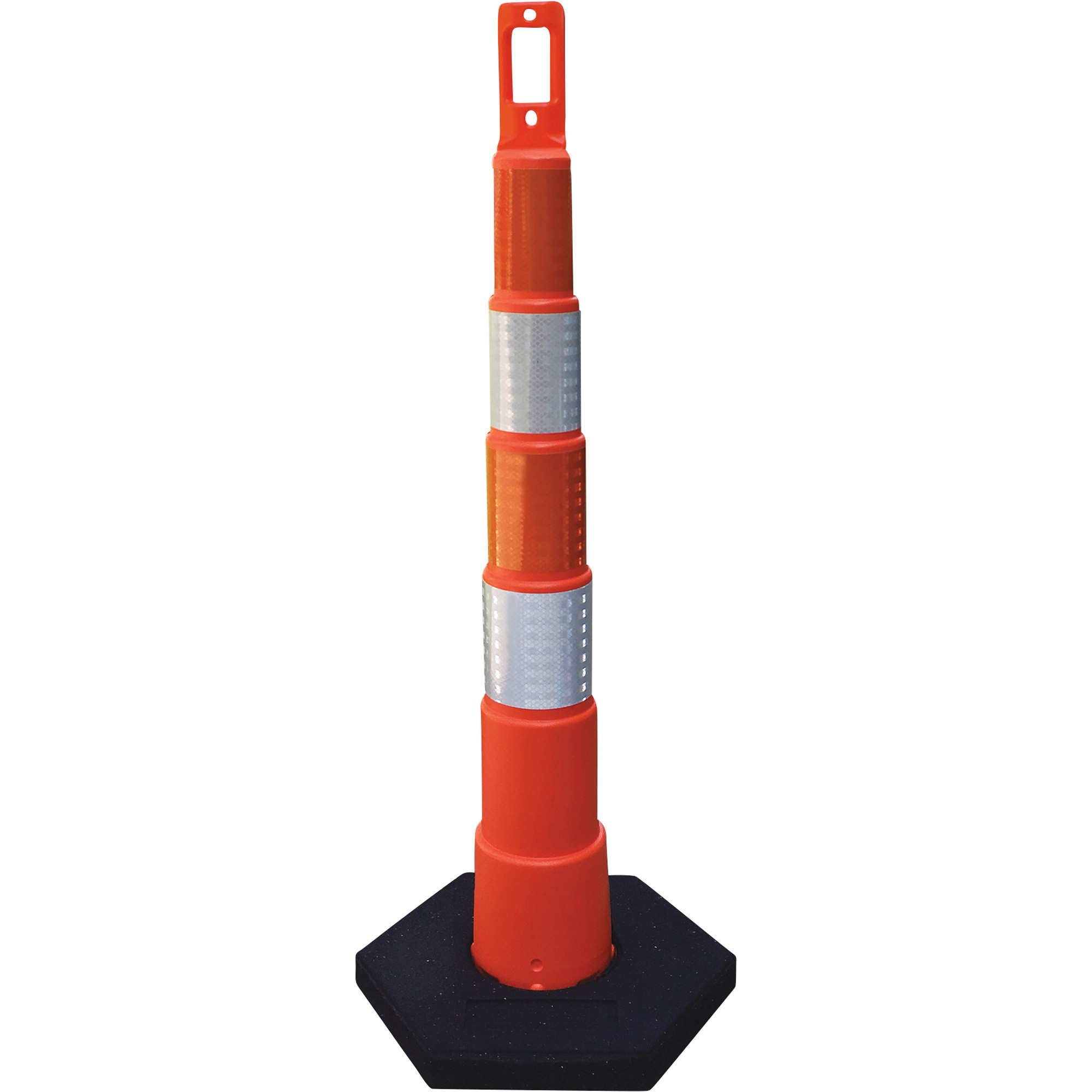 Plasticade Navicade Slim Channeler Traffic Post with 16-Lb. Base, Orange, 49 1/2in.H x 4in.D x 20 1/4in.W, Model# 650R1-O-6-EG-A-RB16
