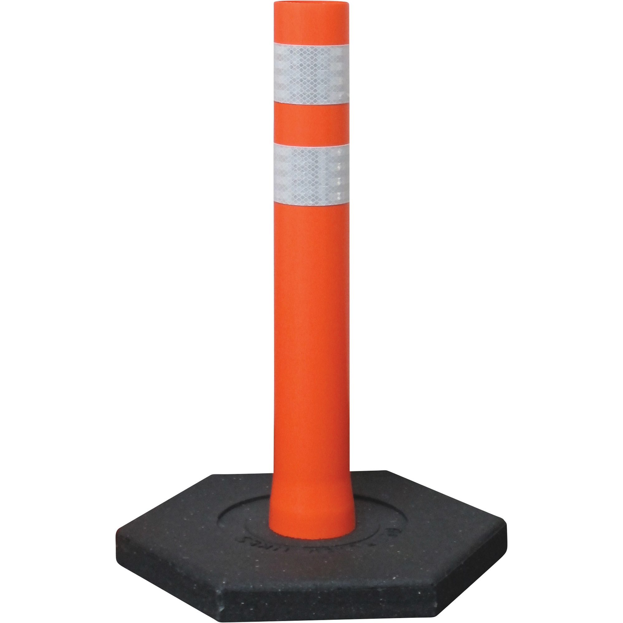 Plasticade Open Top Delineator with 10-Lb. Base, Orange, 28in.H x 4in. Dia., Model# 6828-O-3-EG-WW-RB10