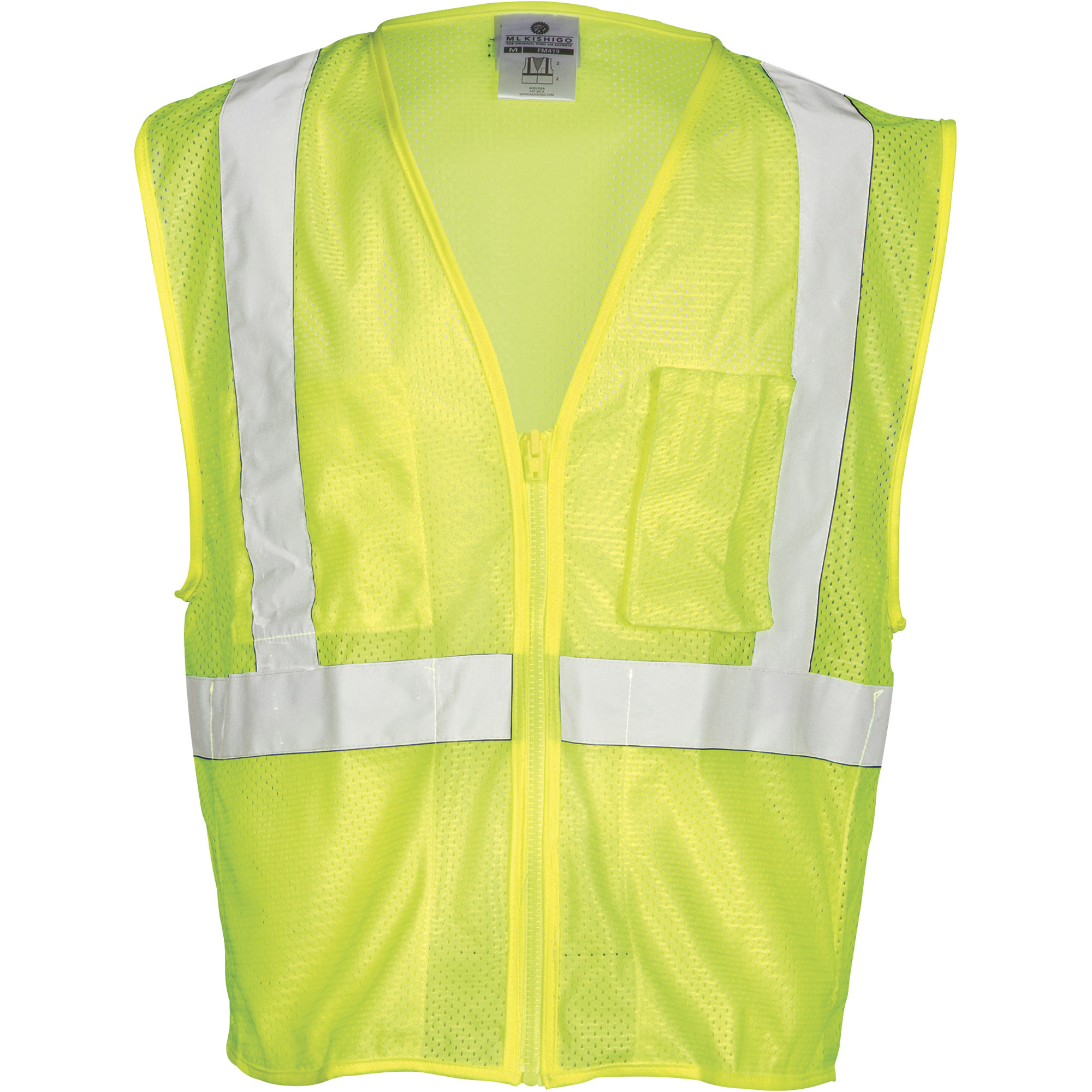 Kishigo Men's Class 2 High Visibility Self-Extinguishing Vest, Lime ...