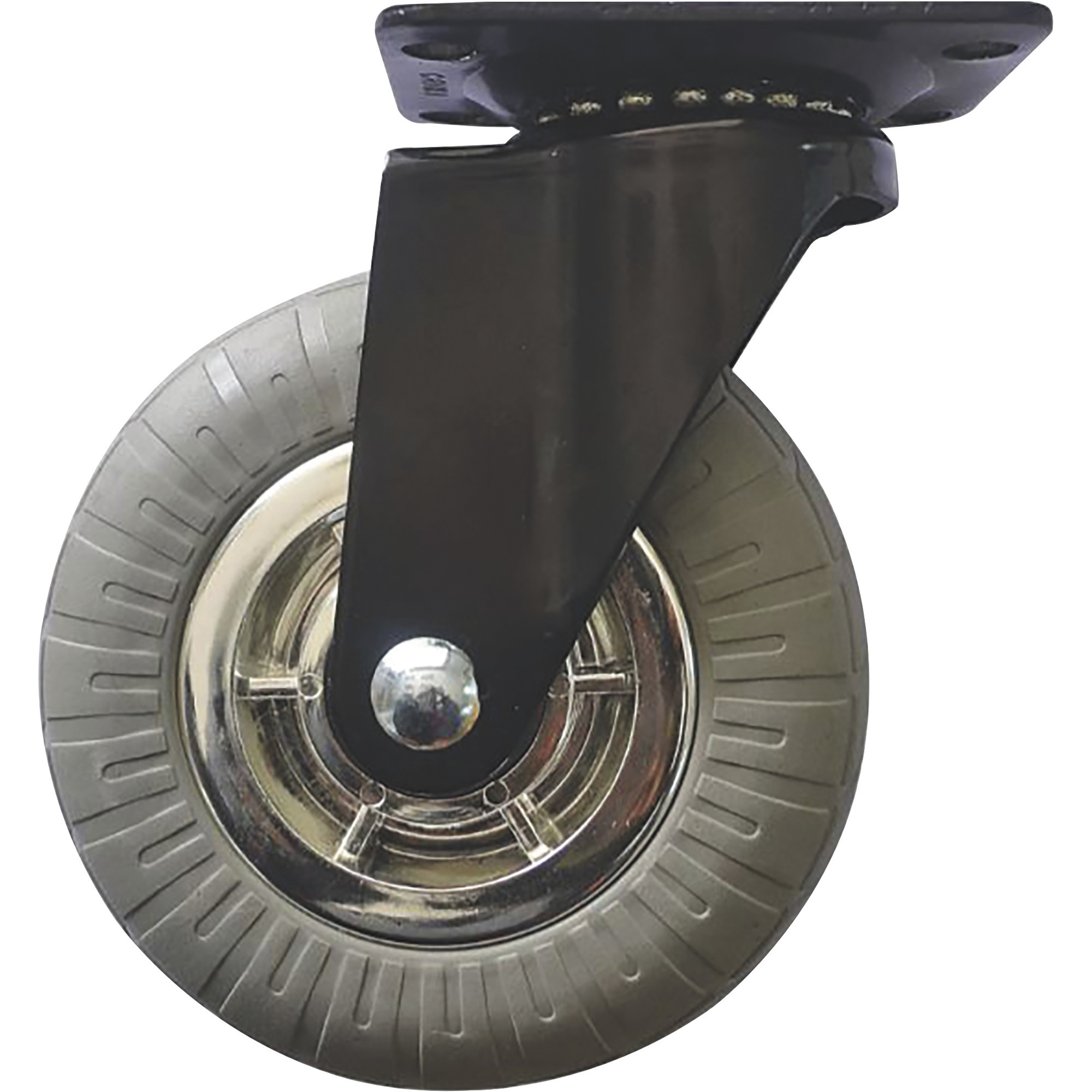Shepherd 5in. Chrome Spoked Polyurethane Soft Rubber Tread Swivel Caster, 4-Pk., 264-Lb. Capacity, Plate Mount