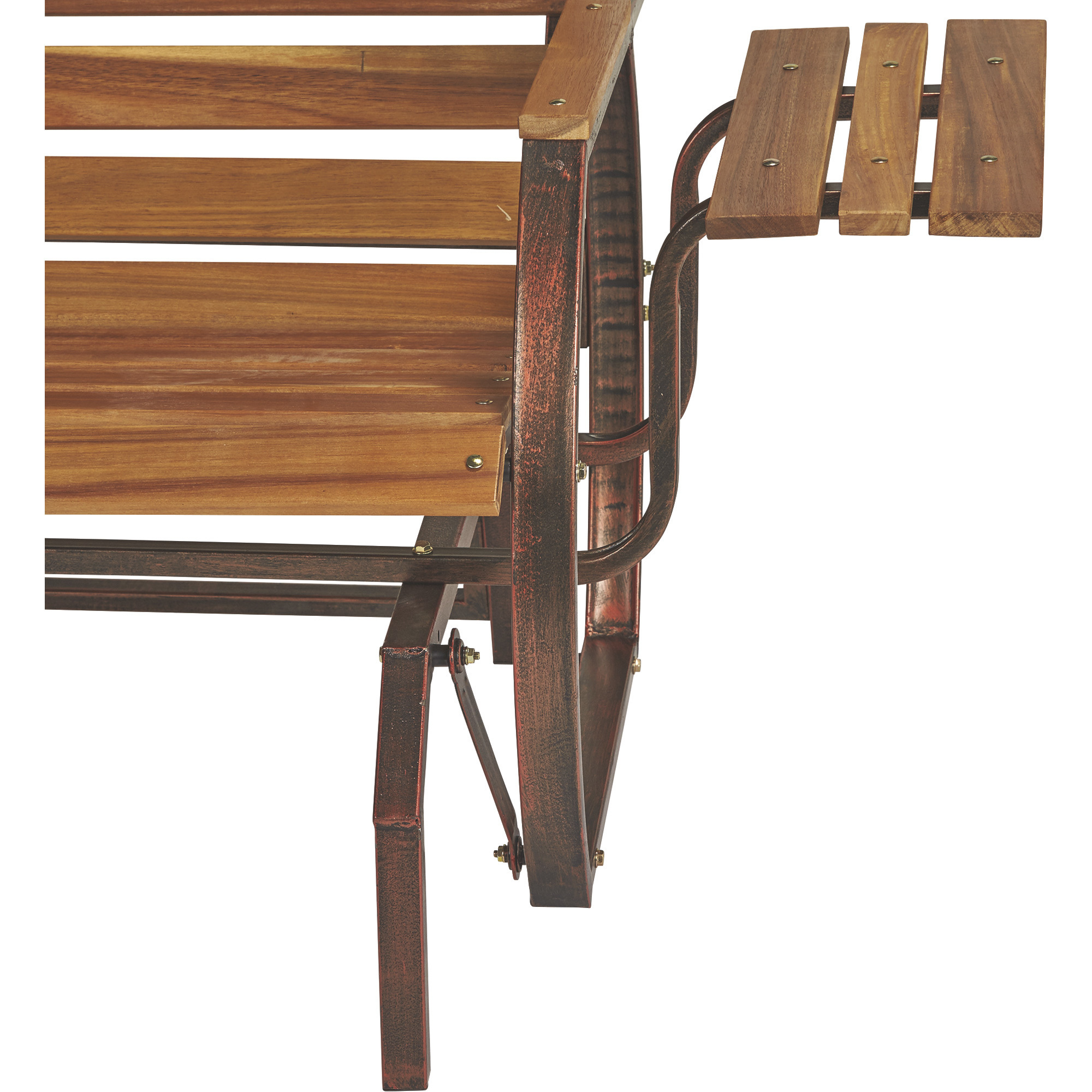Wooden Outdoor Glider Bench with 2 Trays — Natural Northern Tool