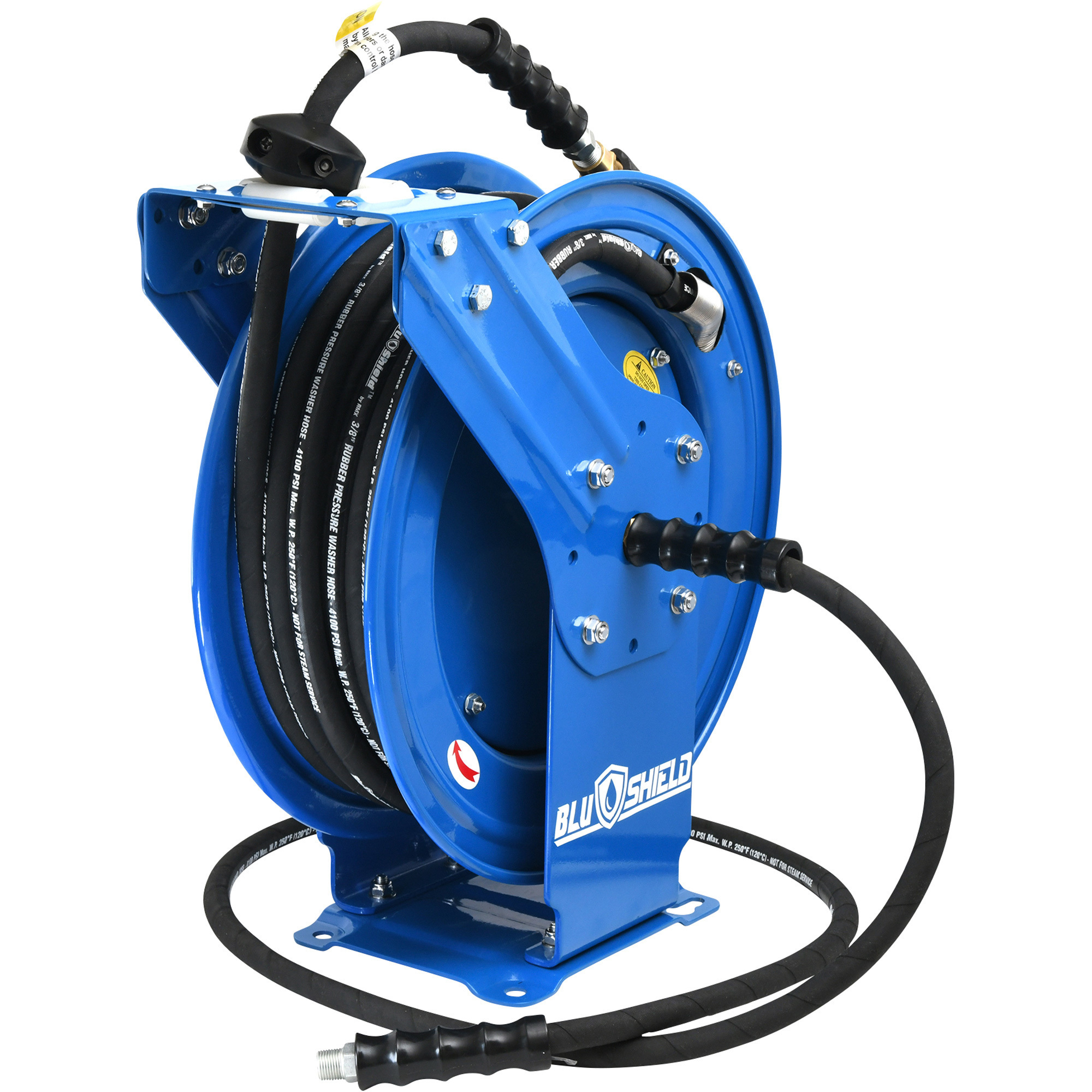 BluShield Retractable Pressure Washer Hose Reel, Includes 3/8in. x