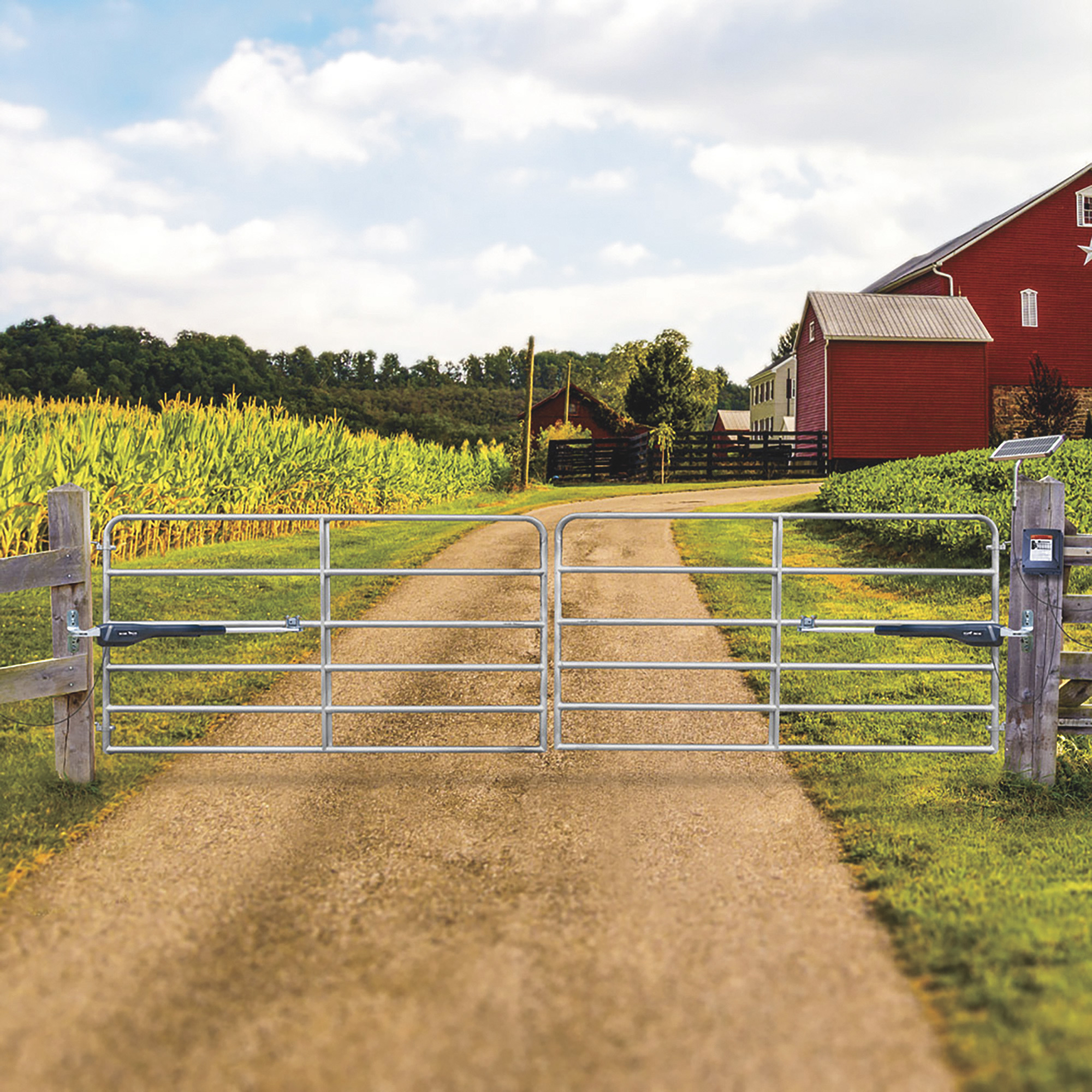 Mighty Mule Solar Compatible LightDuty Dual Gate Opener — 300Lb