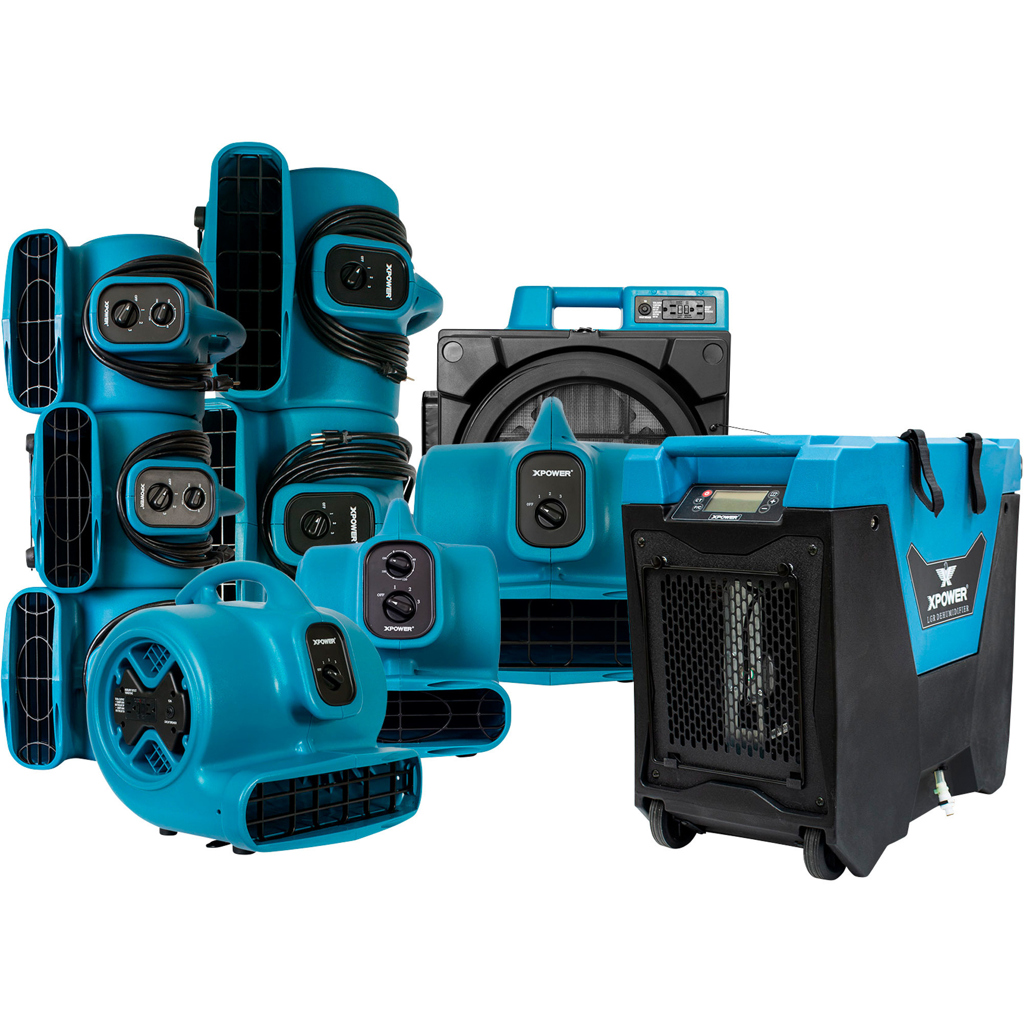 XPOWER 10Pc. Water Contractor Pack — (4) Mini Mighty Air Movers, (4