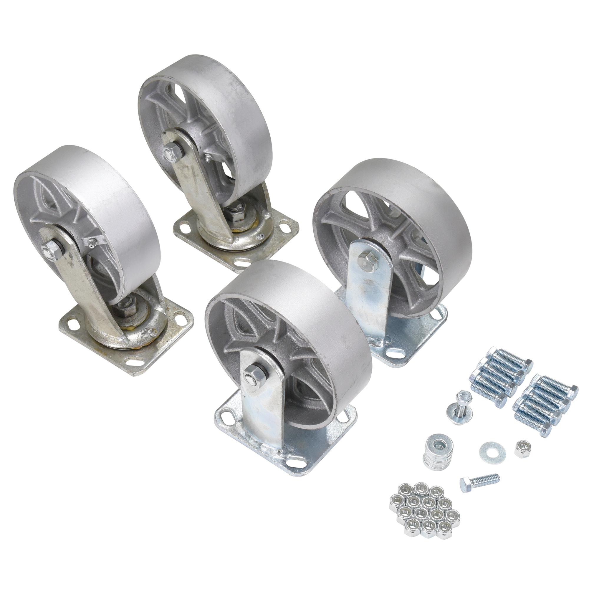 Vestil Semi Steel Caster Kit - 6in. x 2in., 8000-Lb. Capacity, 4-Pc. Set, Silver, Model# D-CK4-SC6-2