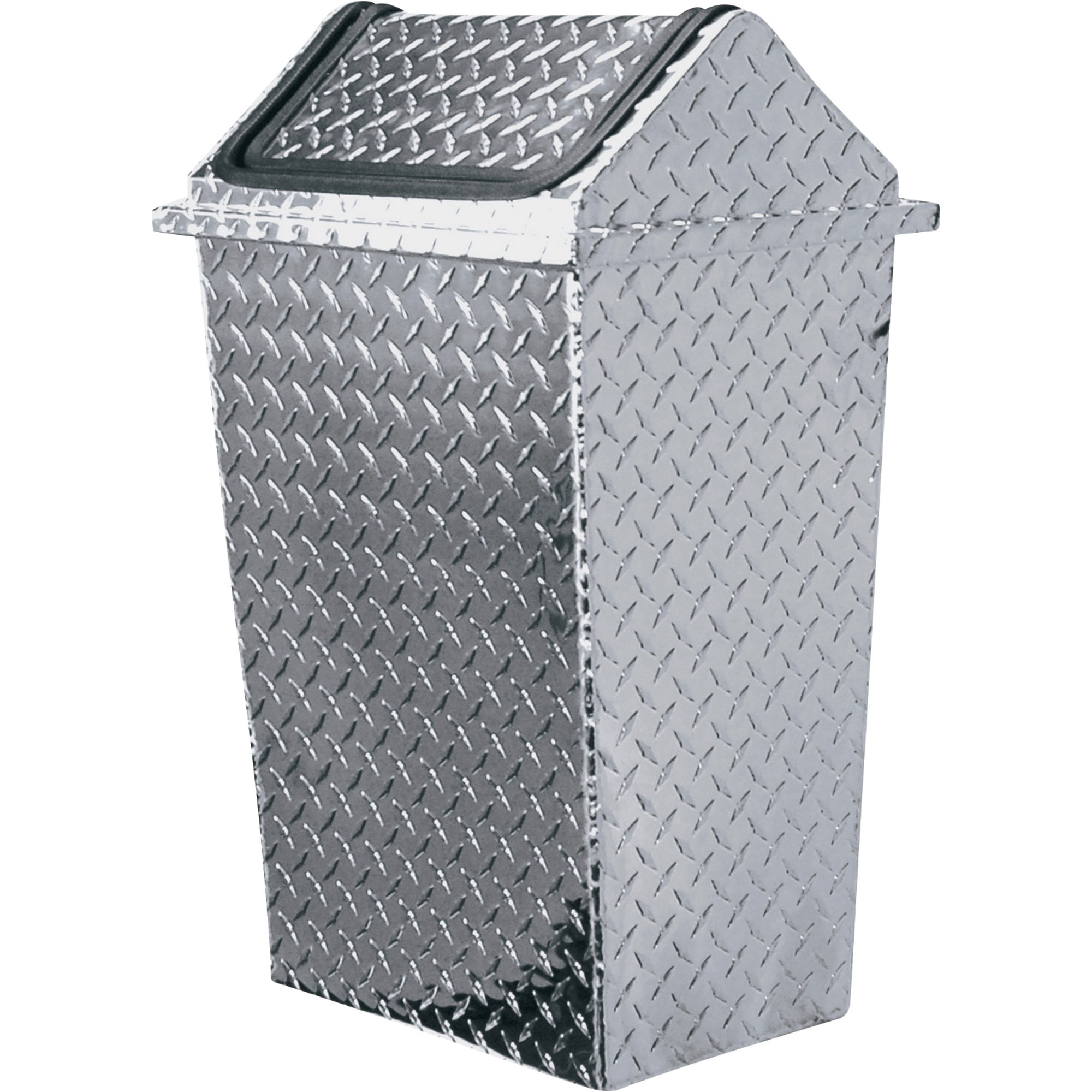 Diamond Plate Garbage Can with Revolving Lid