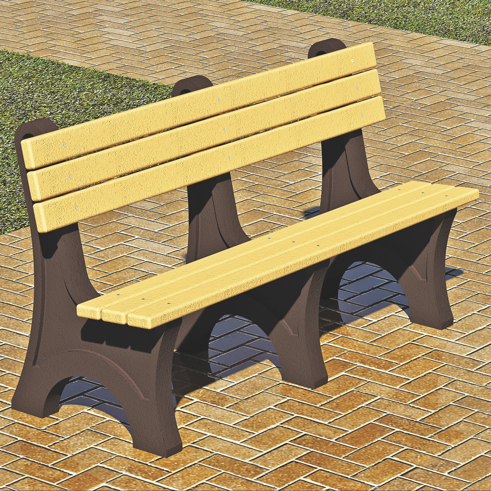 Pilot Bench Pilot Rock Recycled Plastic Park Bench, Brown/Cedar-Color, 6ft., Model ...