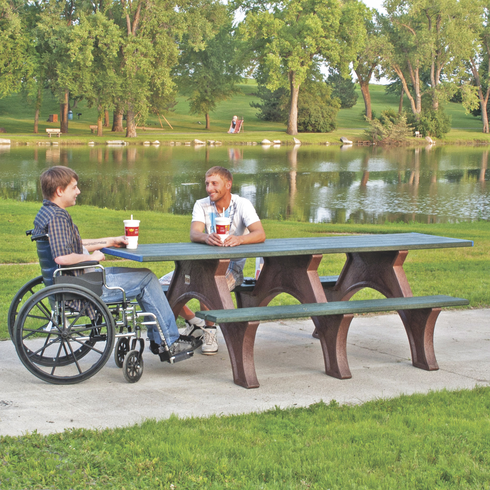 Pilot Rock Recycled Plastic Picnic Table, 6ft.L, CedarColor/Brown