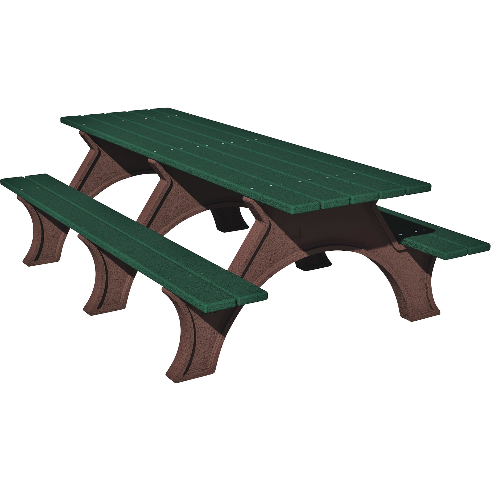Pilot Rock Recycled Plastic Picnic Table, Brown/Green, 6ft.L, Model# ART/W-6C