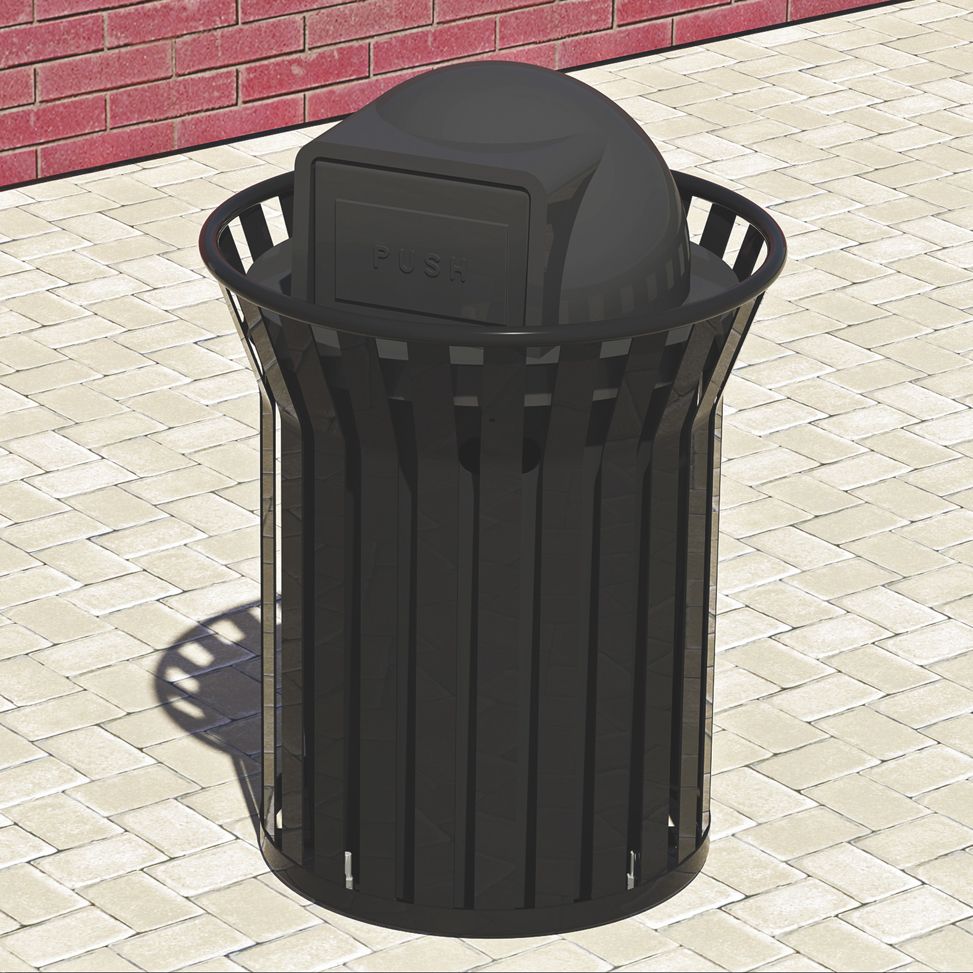 Pilot Rock Steel Trash Receptacle, 28in.W x 42in.H, Black, Model# CN-R/SS2/CW-36 Kit