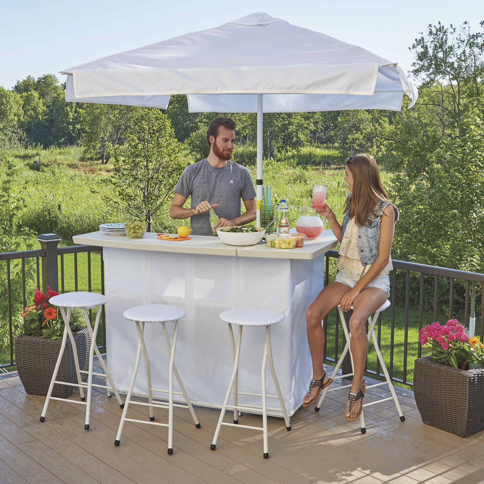 Best of Times Solid Deluxe Portable Bar Set — Umbrella and 4 Stools