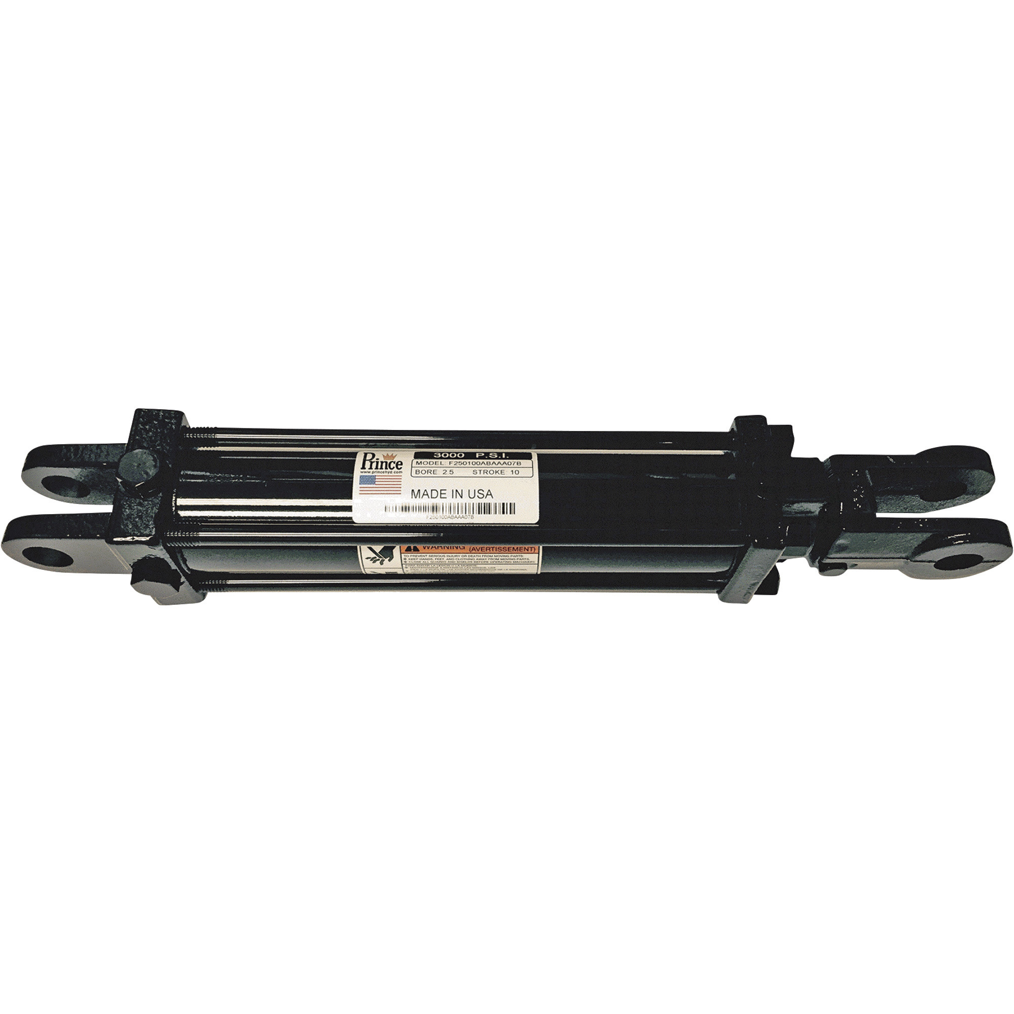 Prince Double-Acting Tie-Rod Hydraulic Cylinder, 2,500 PSI, 3in. Bore, 8in. Stroke, 1 1/8in. Shaft
