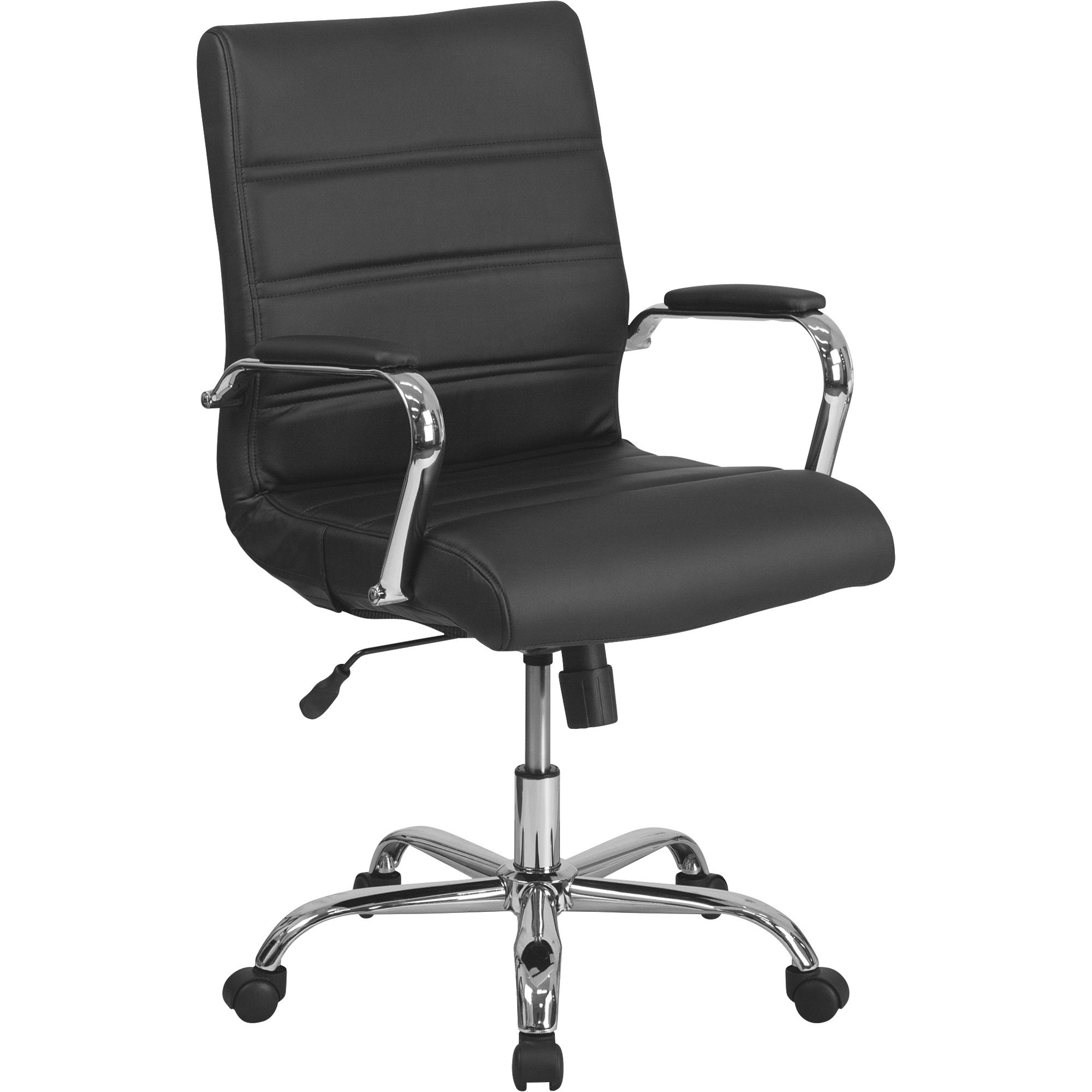 Flash Furniture Mid-Back Leather Office Chair with Chrome Arms