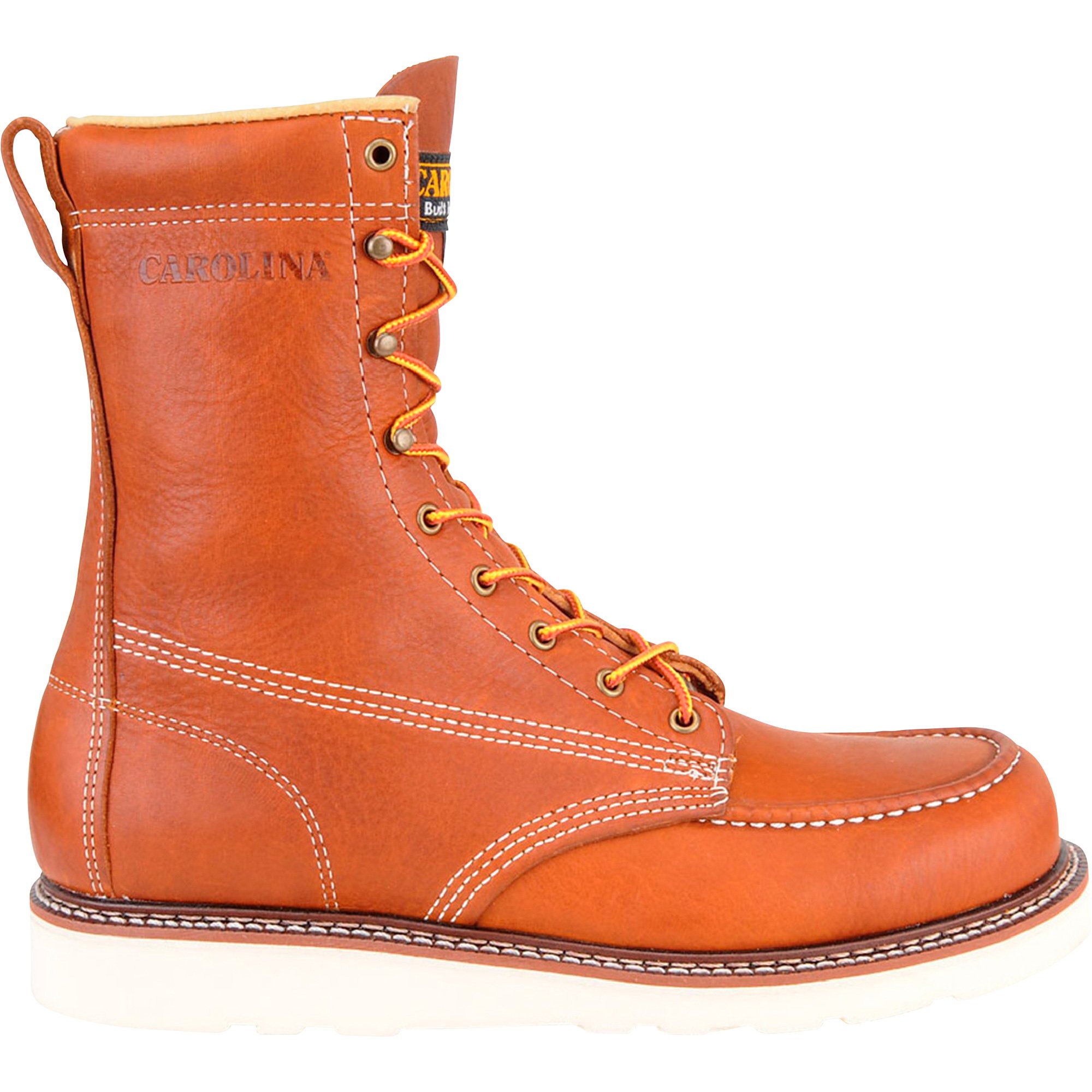 Carolina Men's 8in. U.S.A. Made Moc Toe Wedge Work Boots — Tobacco Brown, Model# CA7002